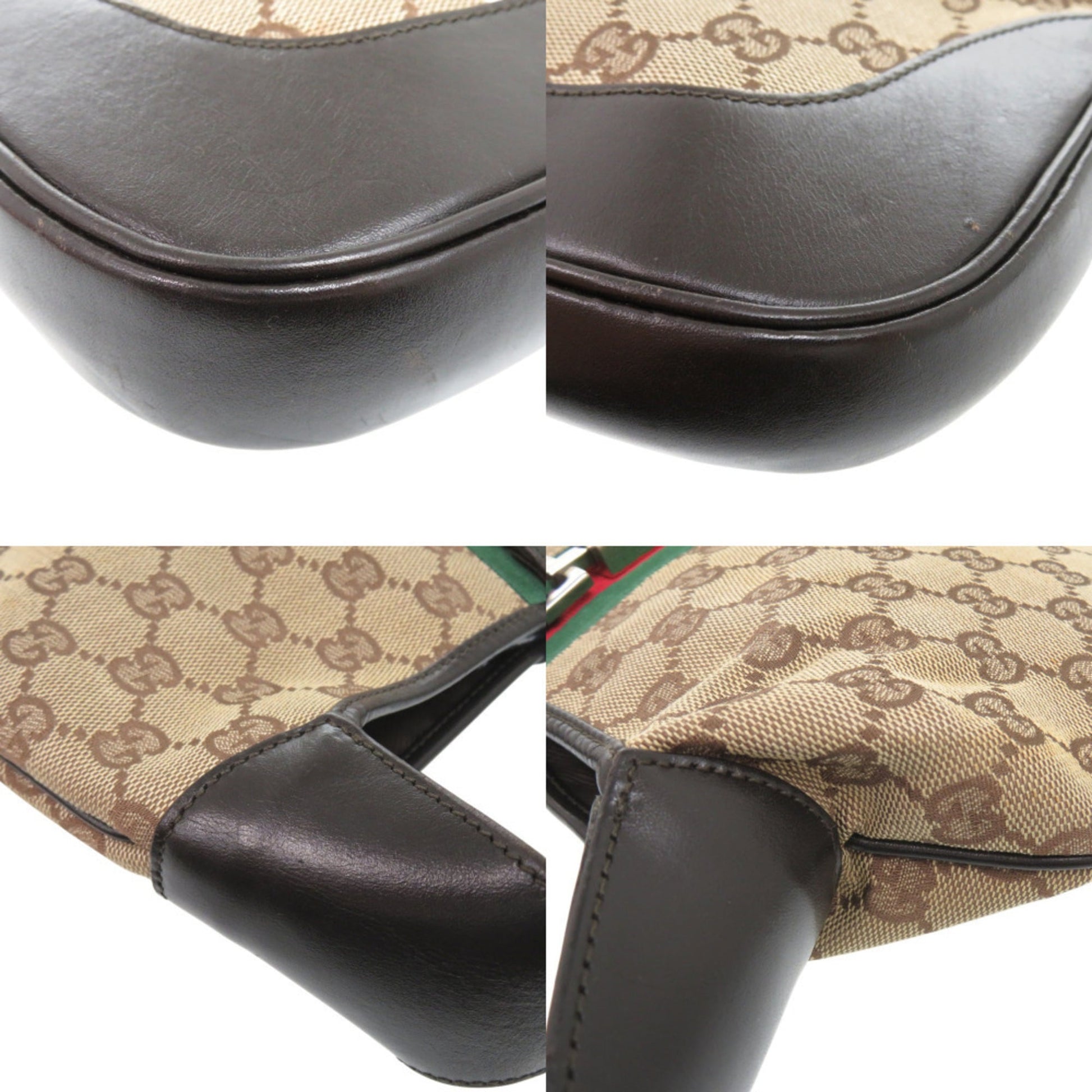 Gucci Beige Gg Canvas Leather Handbag Shoulder Bag