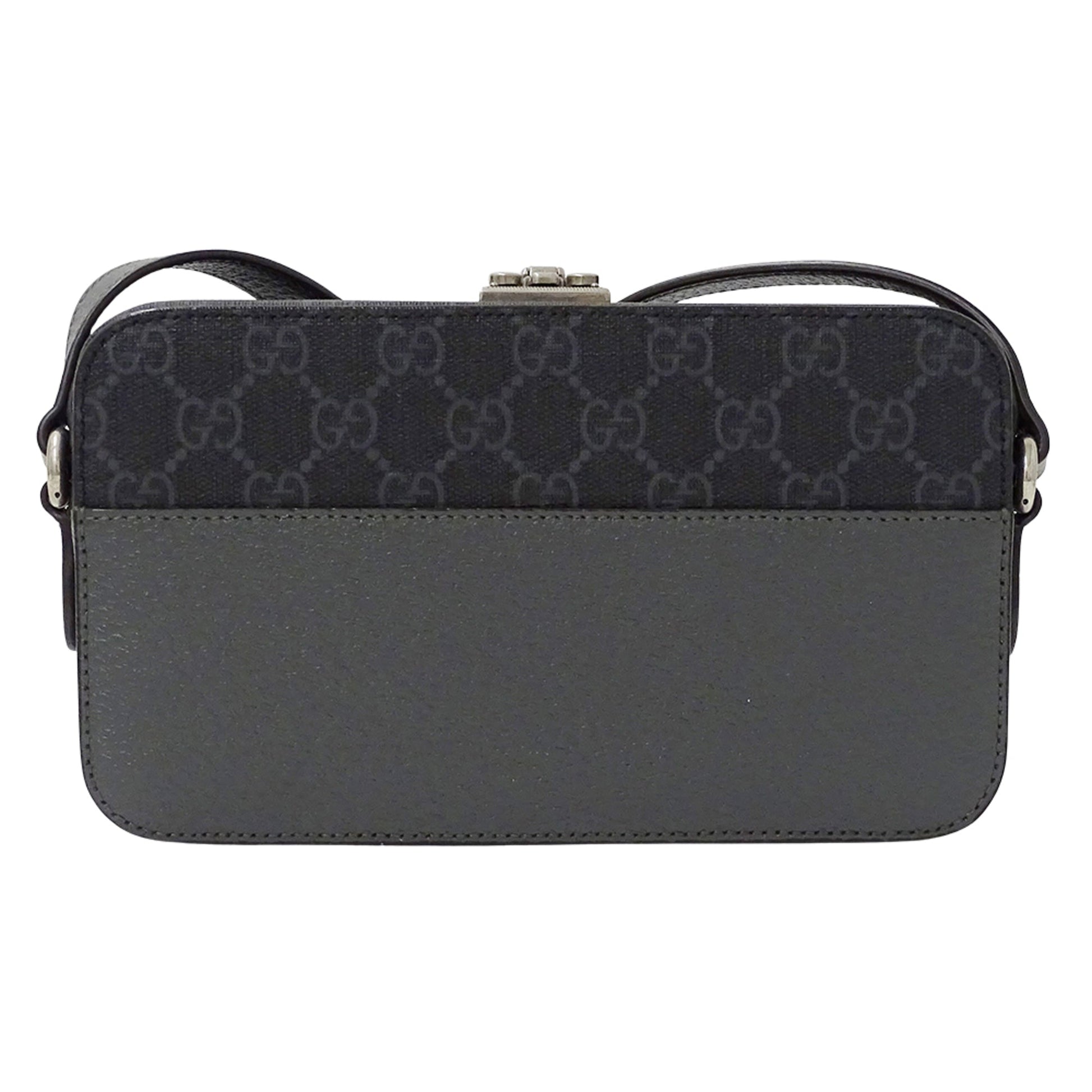 Gucci Black Gray Gg Supreme Canvas Shoulder Bag