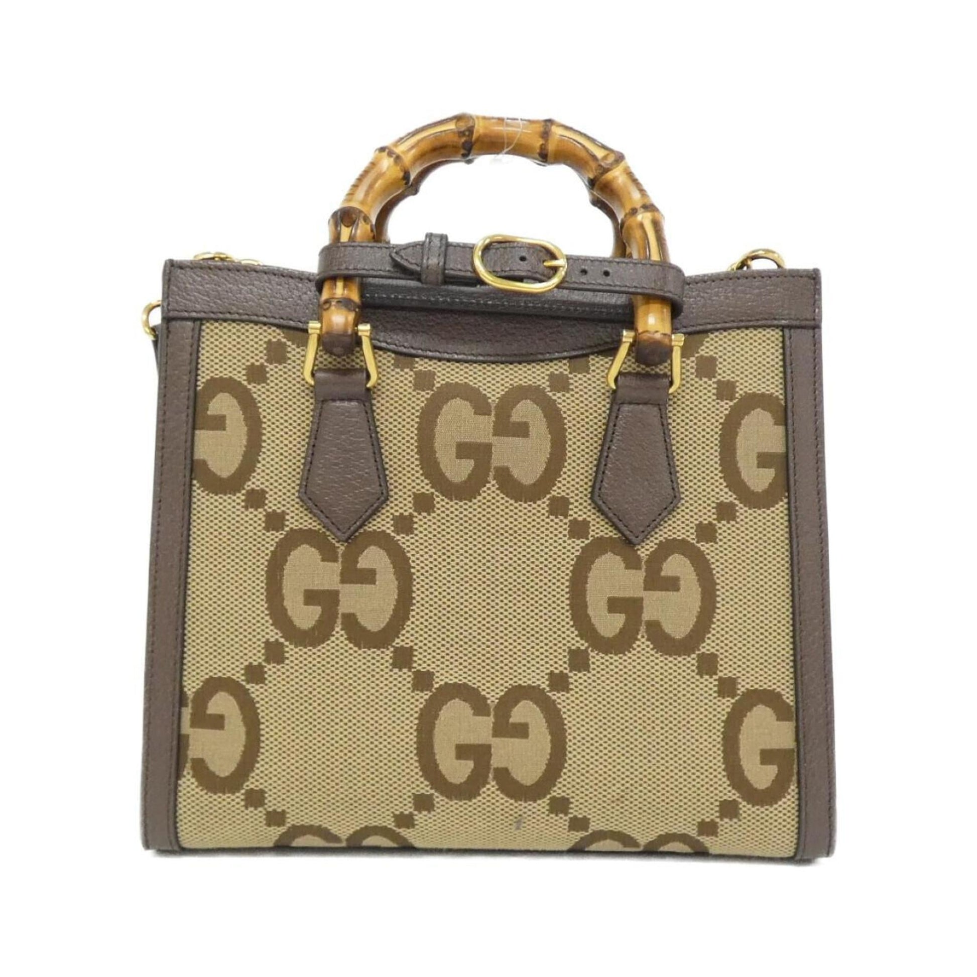 Gucci Gg Canvas Brown Camel Gg Canvas Leather Handbag