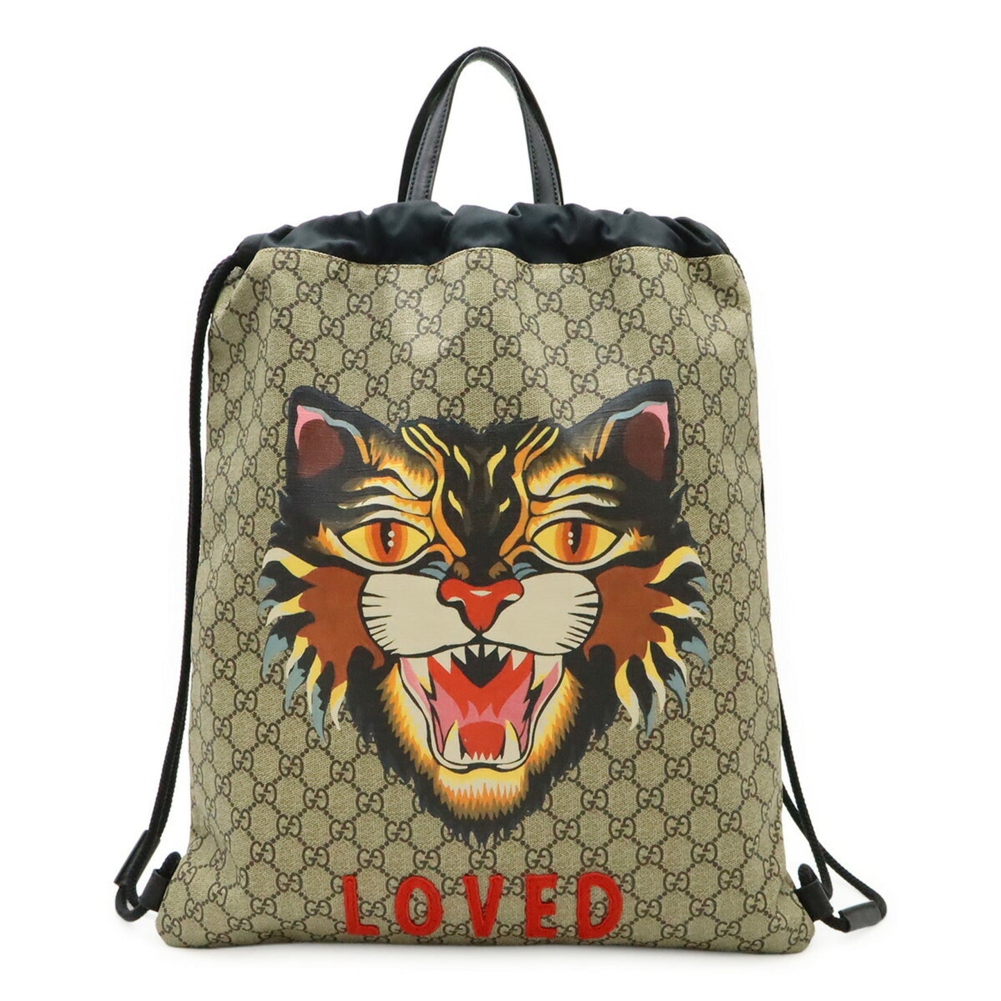 Gucci Beige Dark Brown Multi-Color Gg Supreme Leather/Webbing Backpack