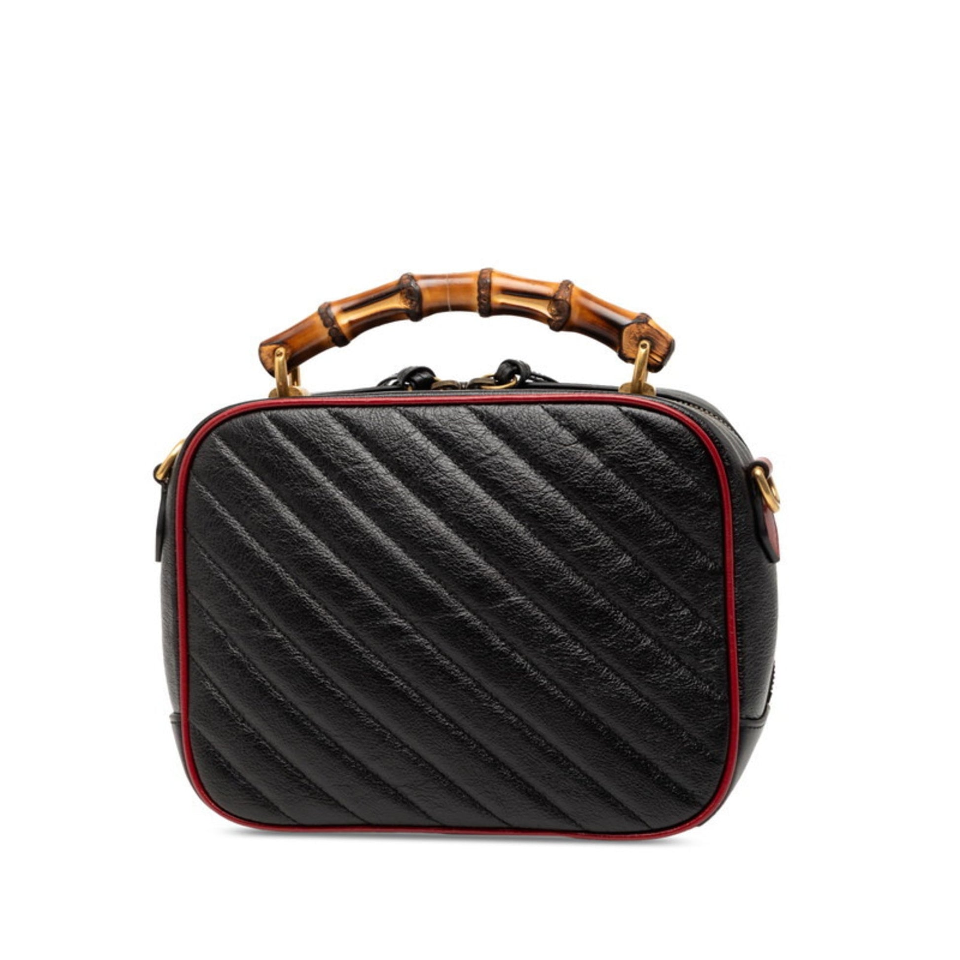 Gucci Black Red Color Leather Handbag Shoulder Bag