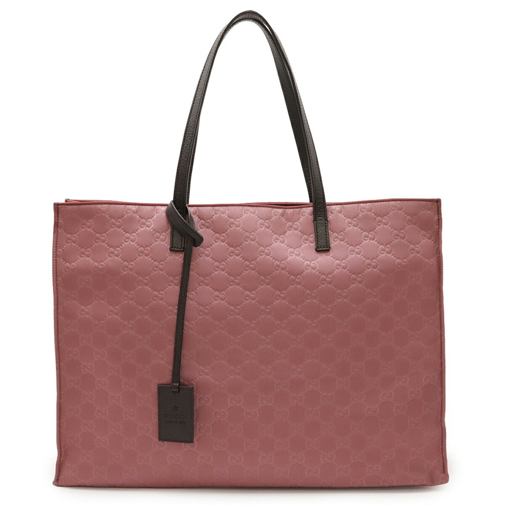 Gucci Dark Brown Pink Nylon Leather Handbag Shoulder Bag Tote Bag