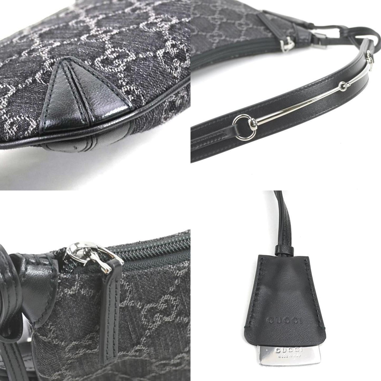 Gucci Black Denim Leather Shoulder Bag