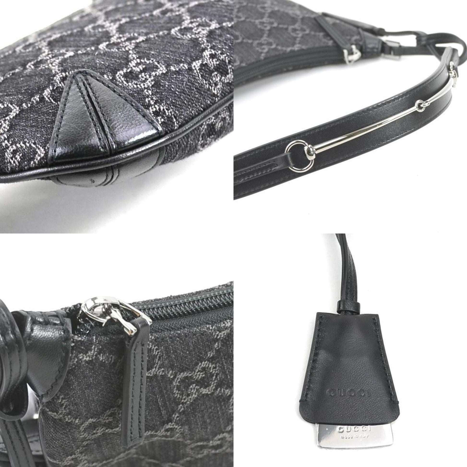 Gucci Black Denim Leather Shoulder Bag