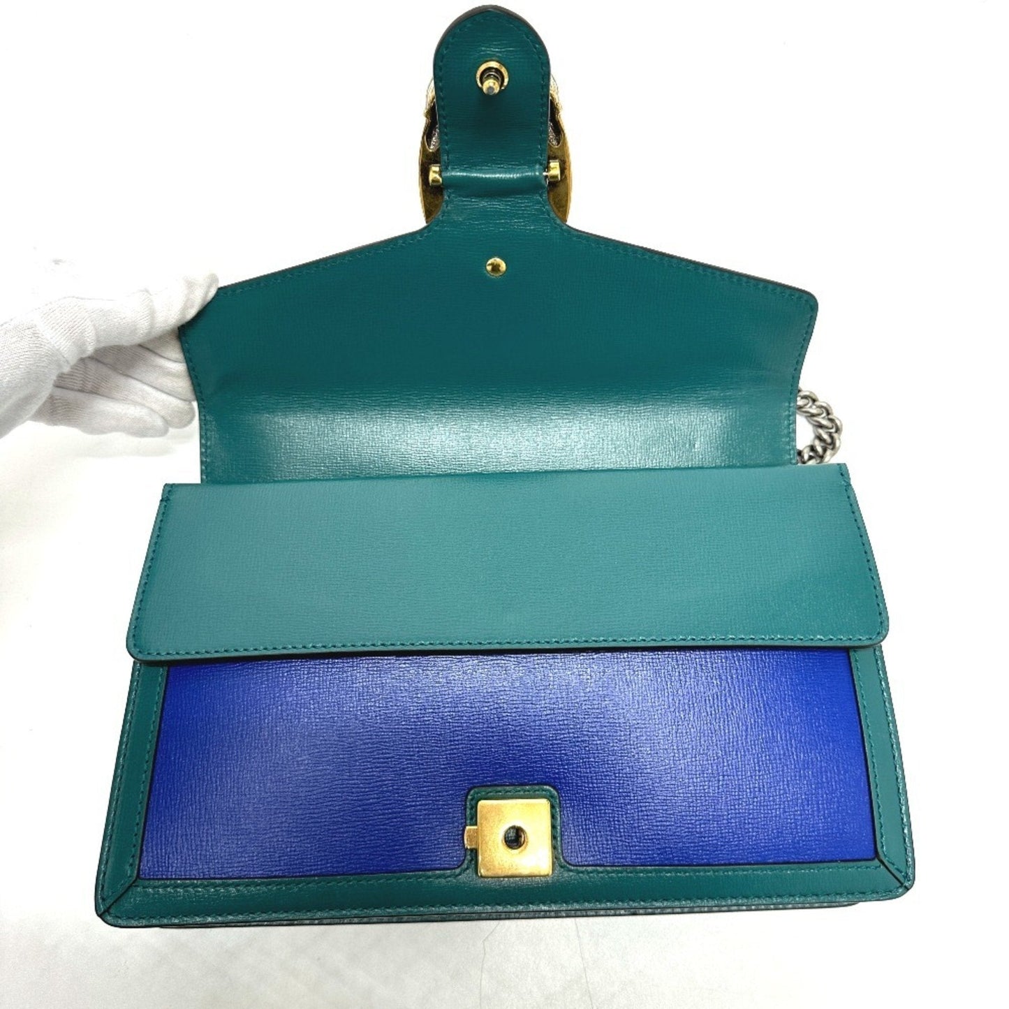 Gucci Blue Green Leather Shoulder Bag