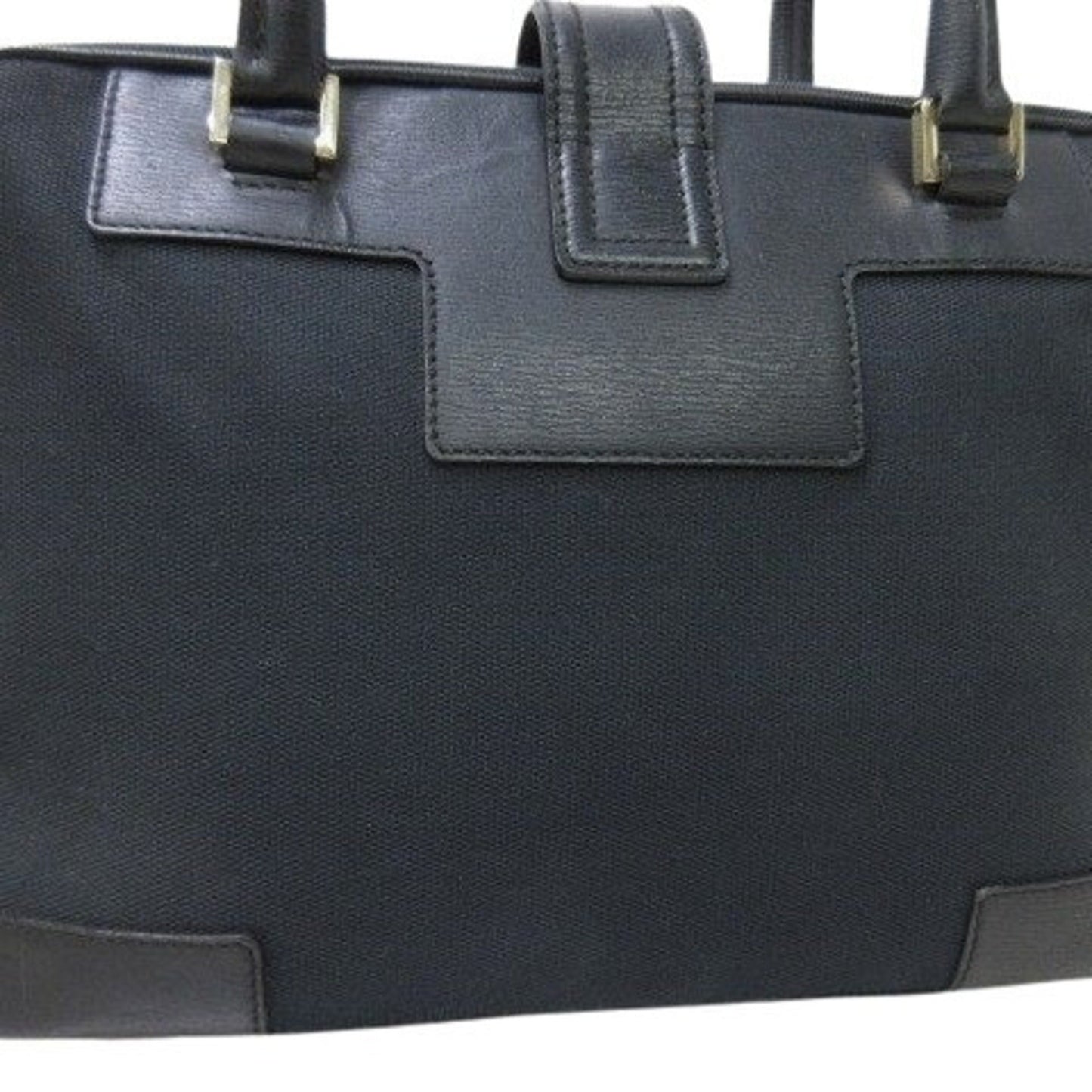 Gucci Black Canvas Leather Handbag Shoulder Bag Tote Bag