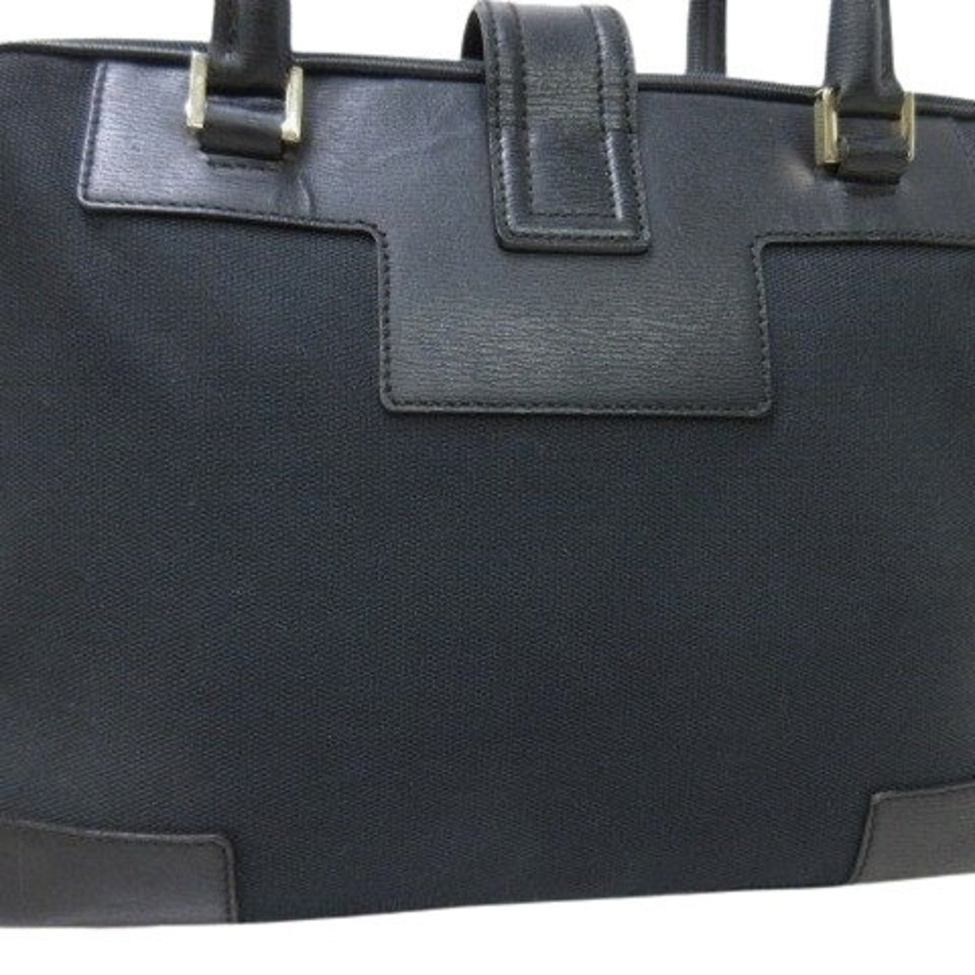 Gucci Black Canvas Leather Handbag Shoulder Bag Tote Bag
