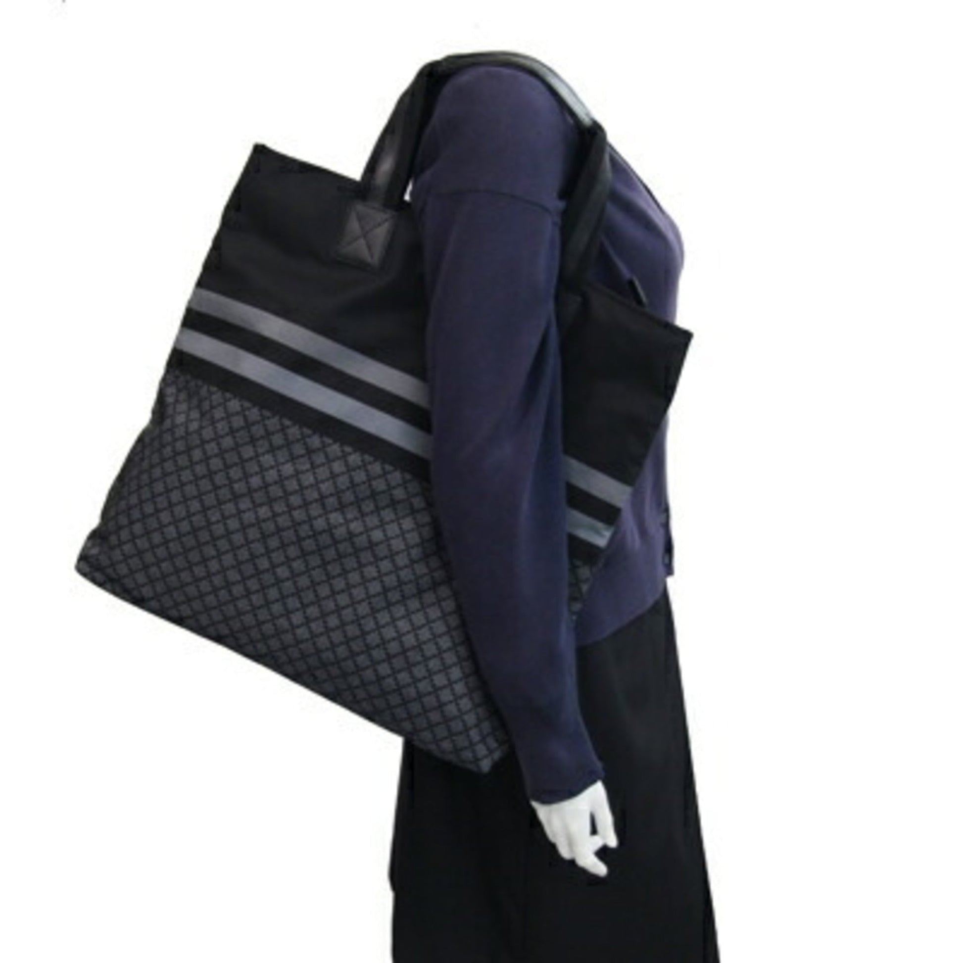 Gucci Diamante Black Gray Nylon Handbag Tote Bag