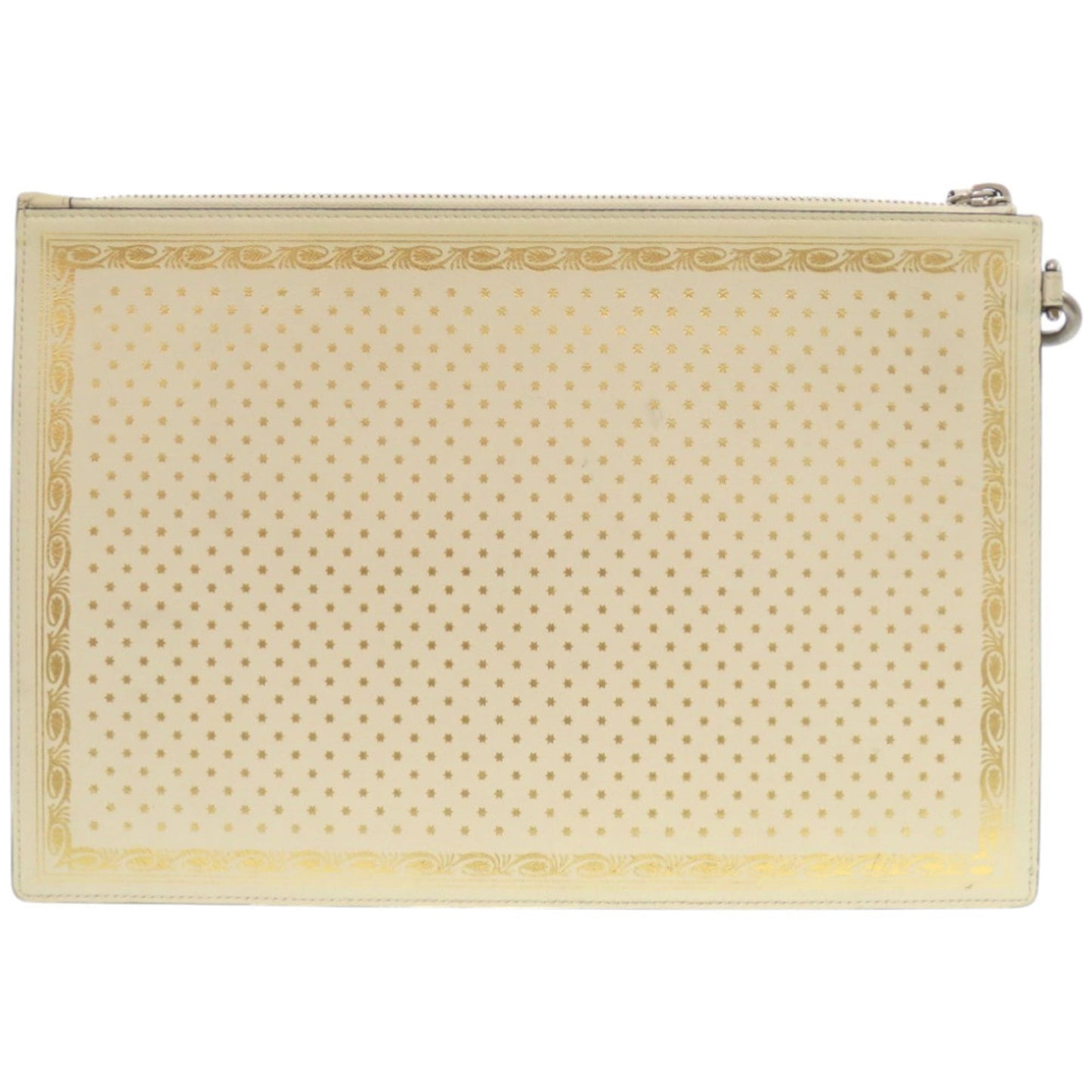 Gucci Gold Ivory Leather Clutch Bag