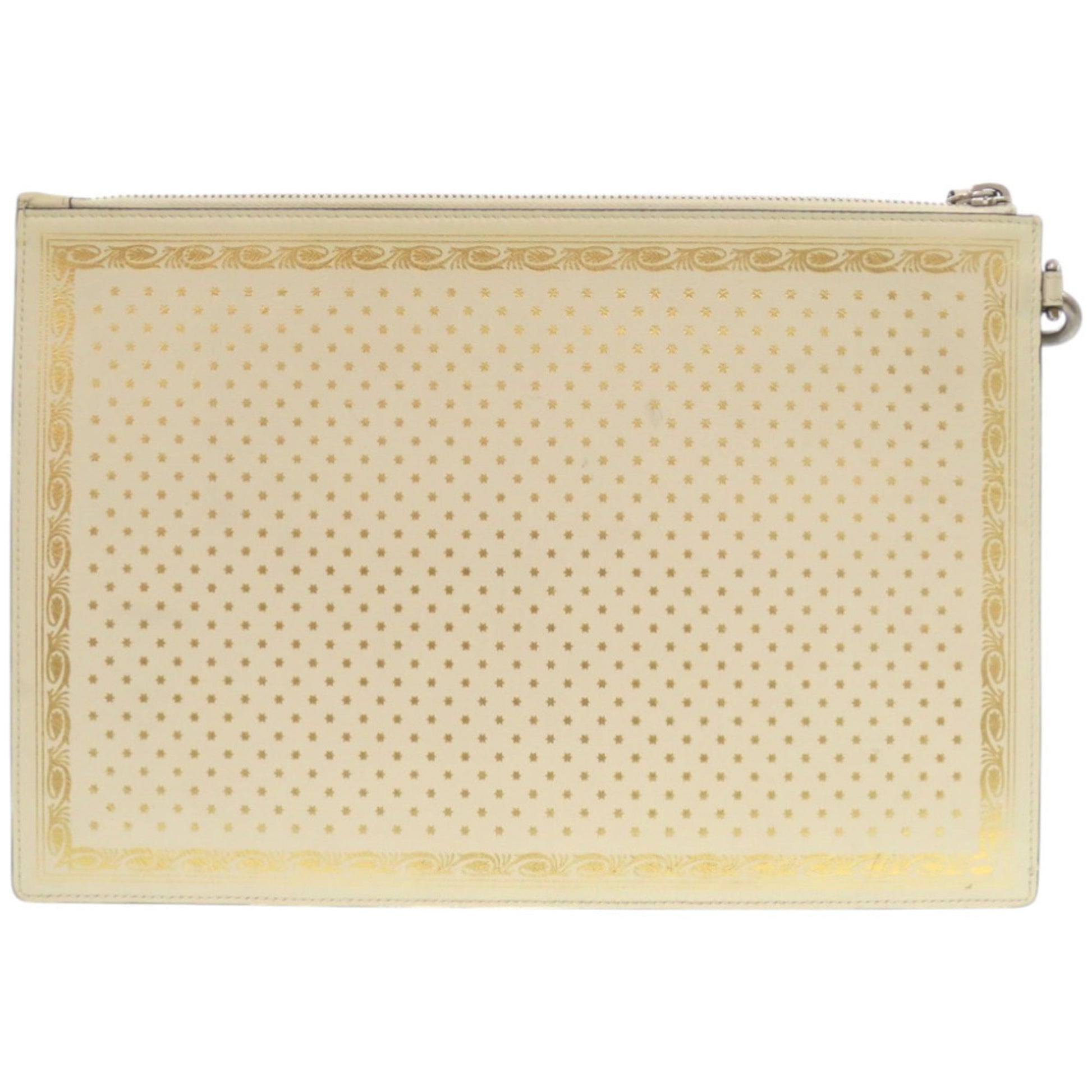 Gucci Gold Ivory Leather Clutch Bag