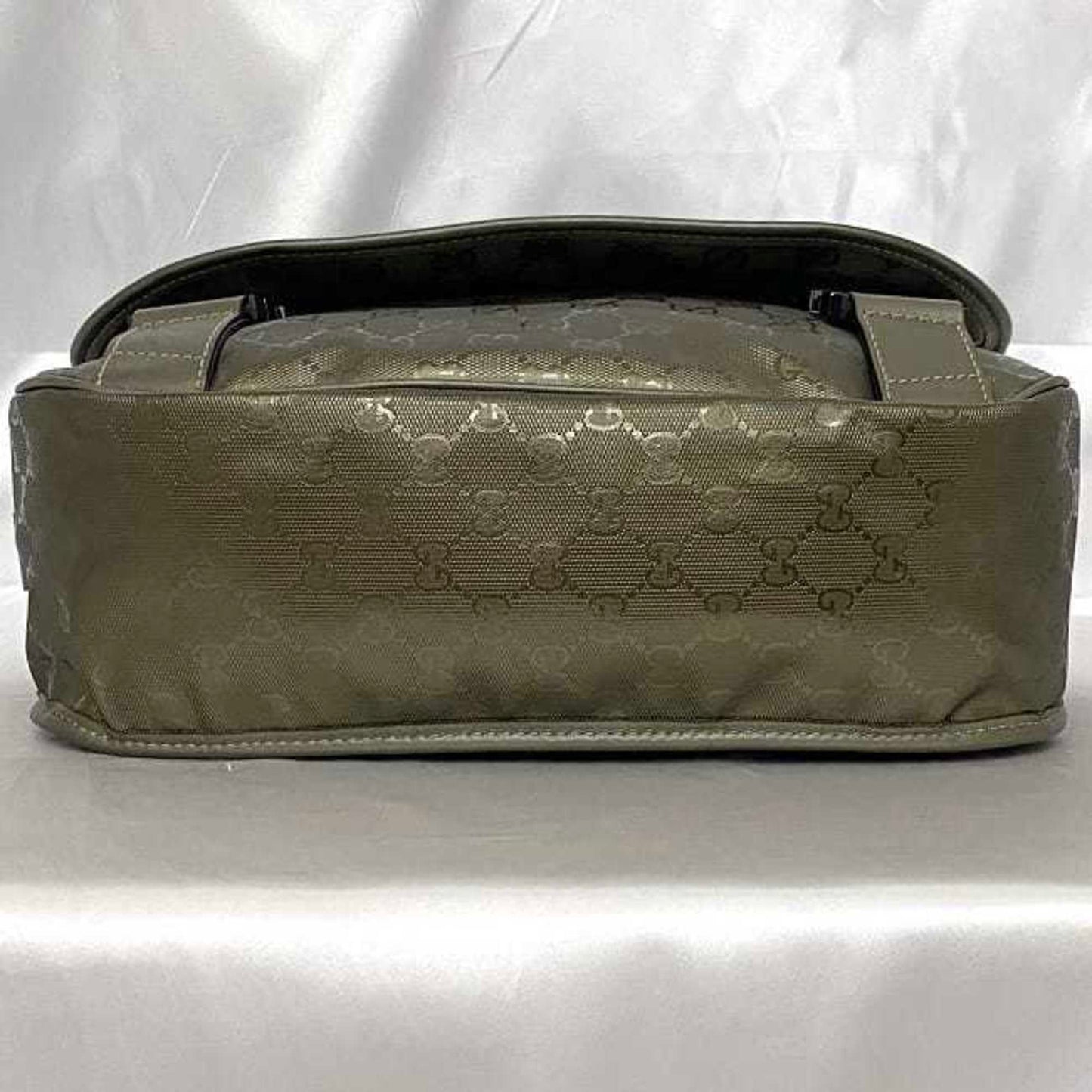 Gucci Green Khaki Coated Canvas Shoulder Bag