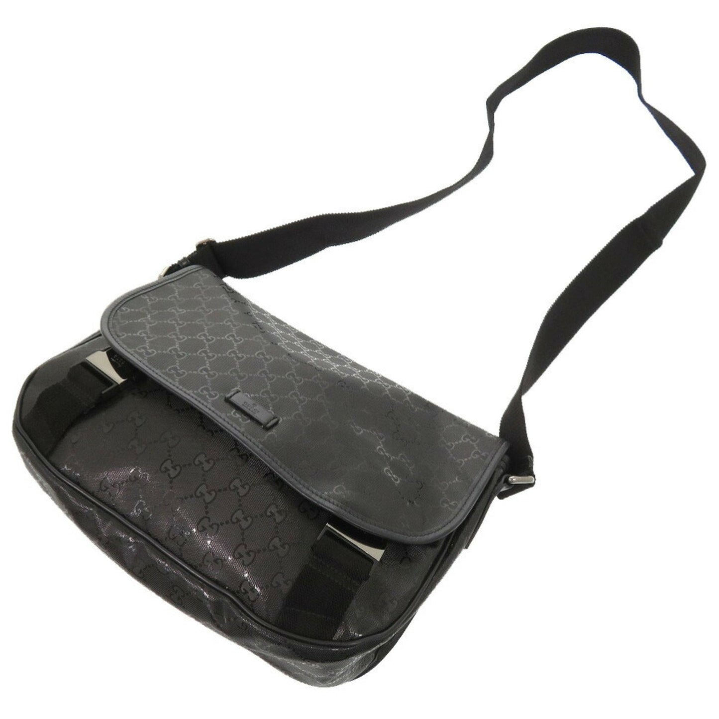 Gucci Black Coated Canvas Pvc Messenger Bag Shoulder Bag