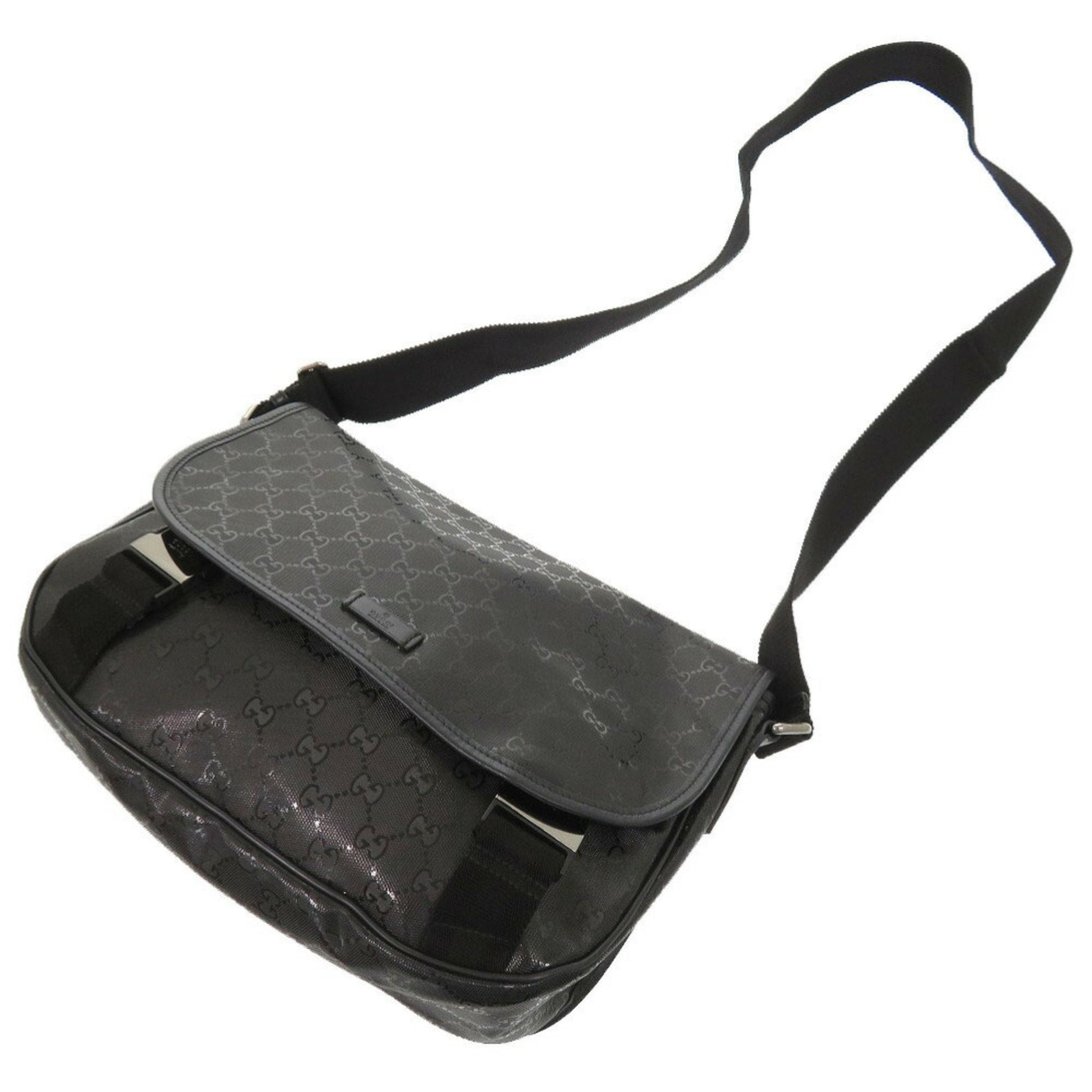 Gucci Black Coated Canvas Pvc Messenger Bag Shoulder Bag