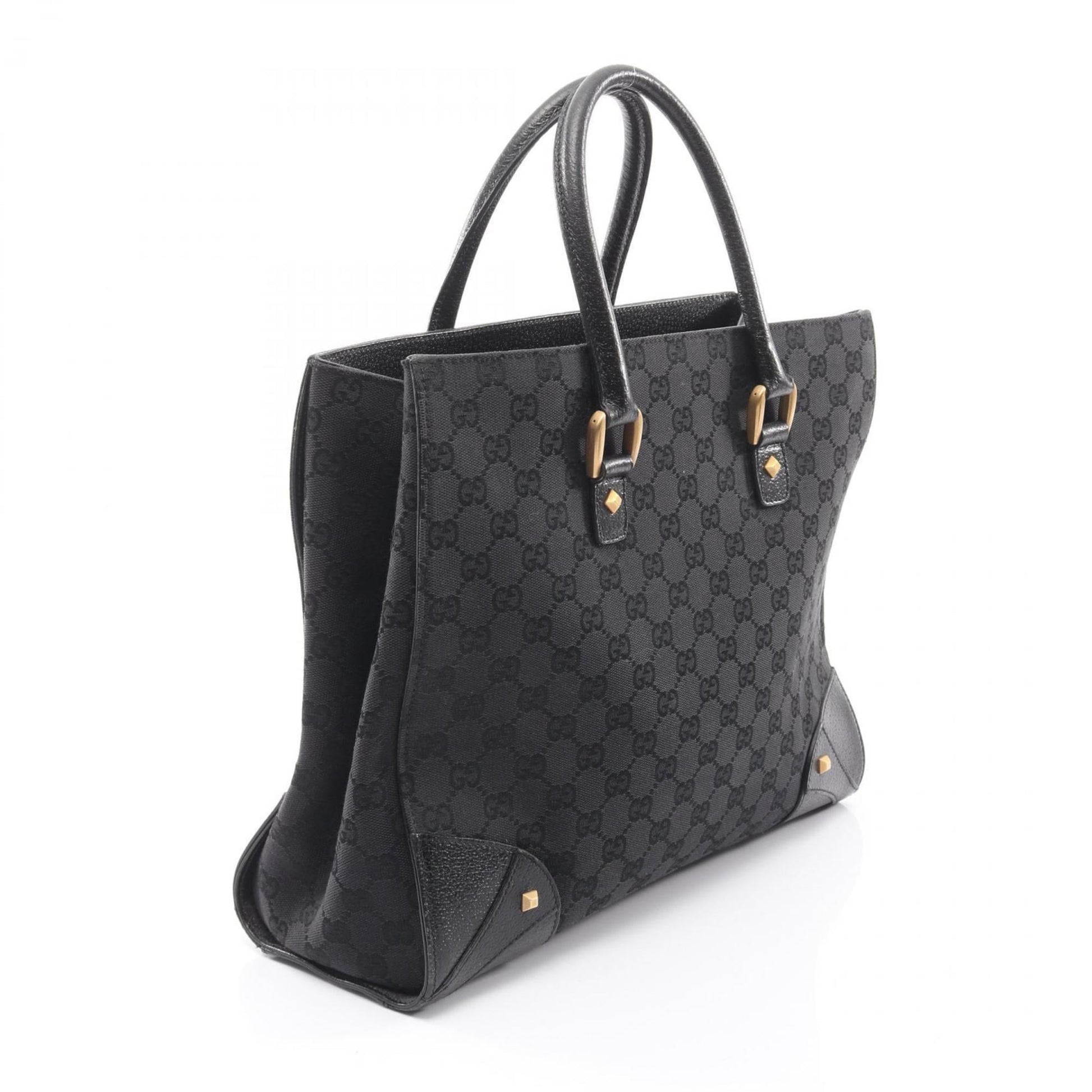 Gucci Black Canvas Leather Handbag