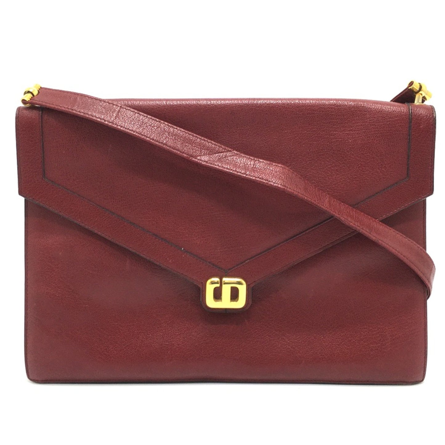 Dior Handbag Christian Shoulder Bag Leather Red
