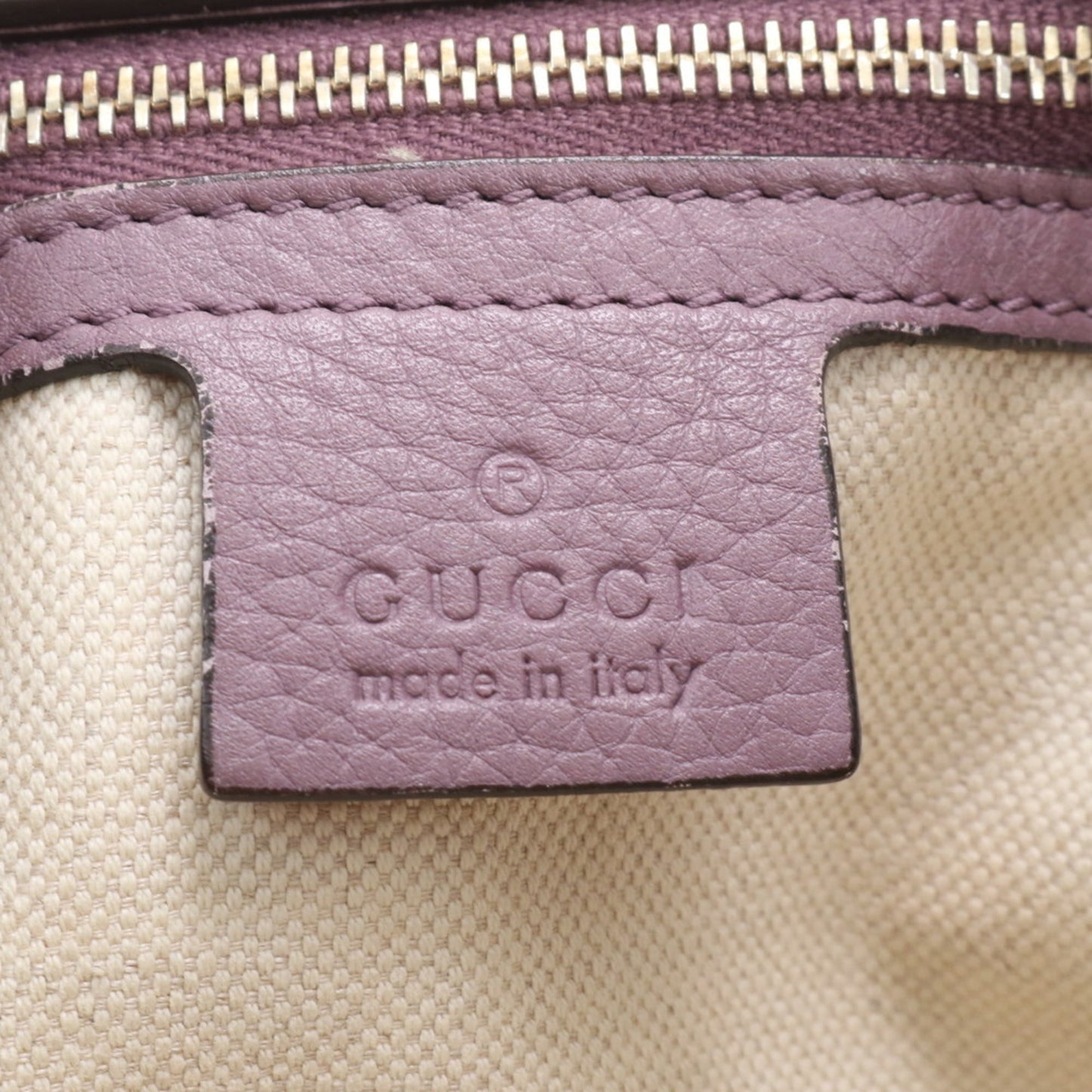 Gucci Brown Purple Leather Canvas Tote Bag