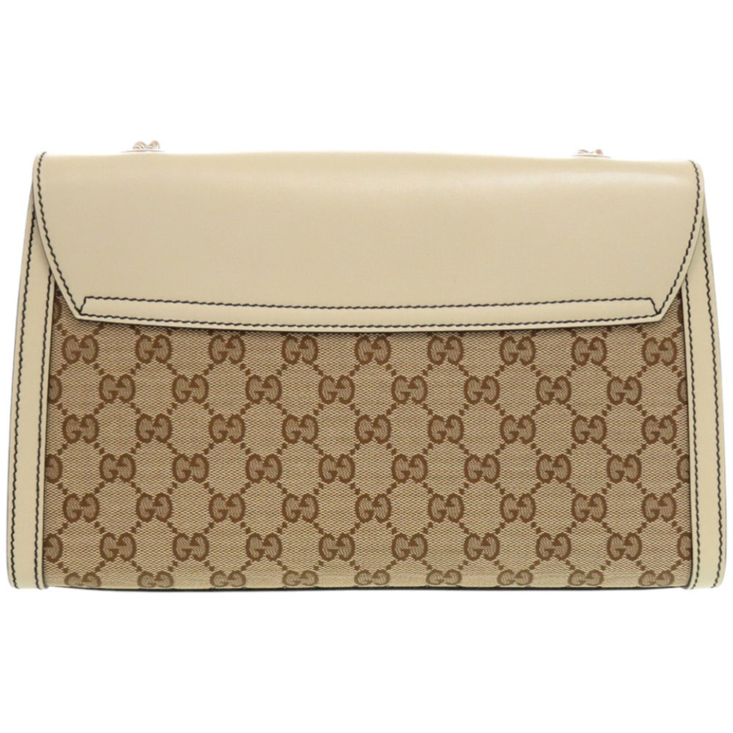 Gucci Beige White Gg Canvas Leather Shoulder Bag