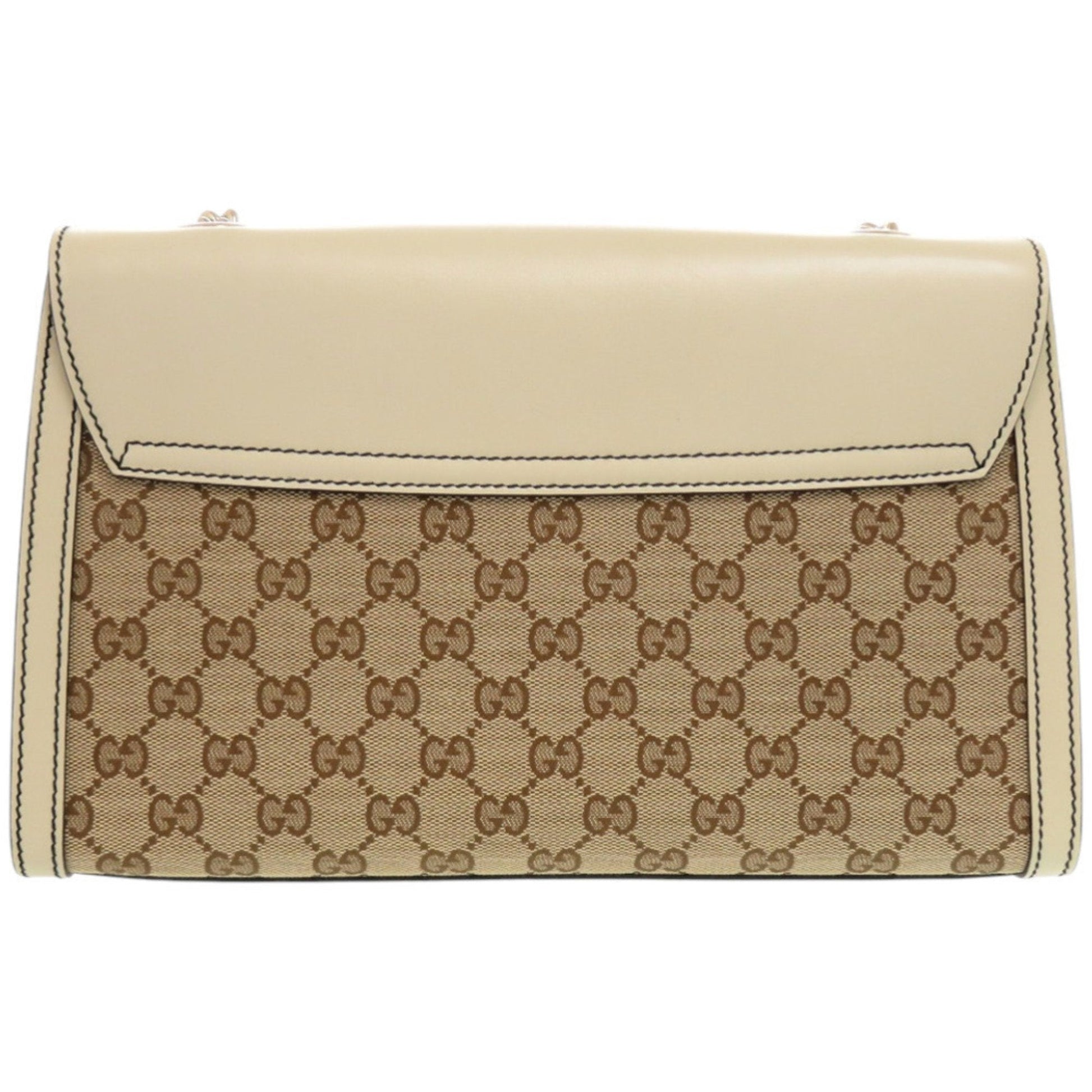 Gucci Beige White Gg Canvas Leather Shoulder Bag