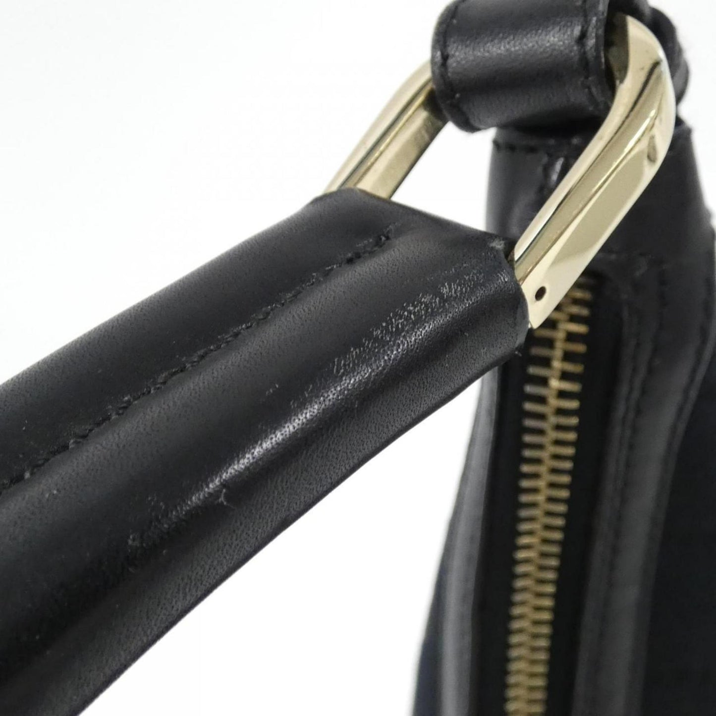 Gucci Black Gg Canvas Leather Shoulder Bag