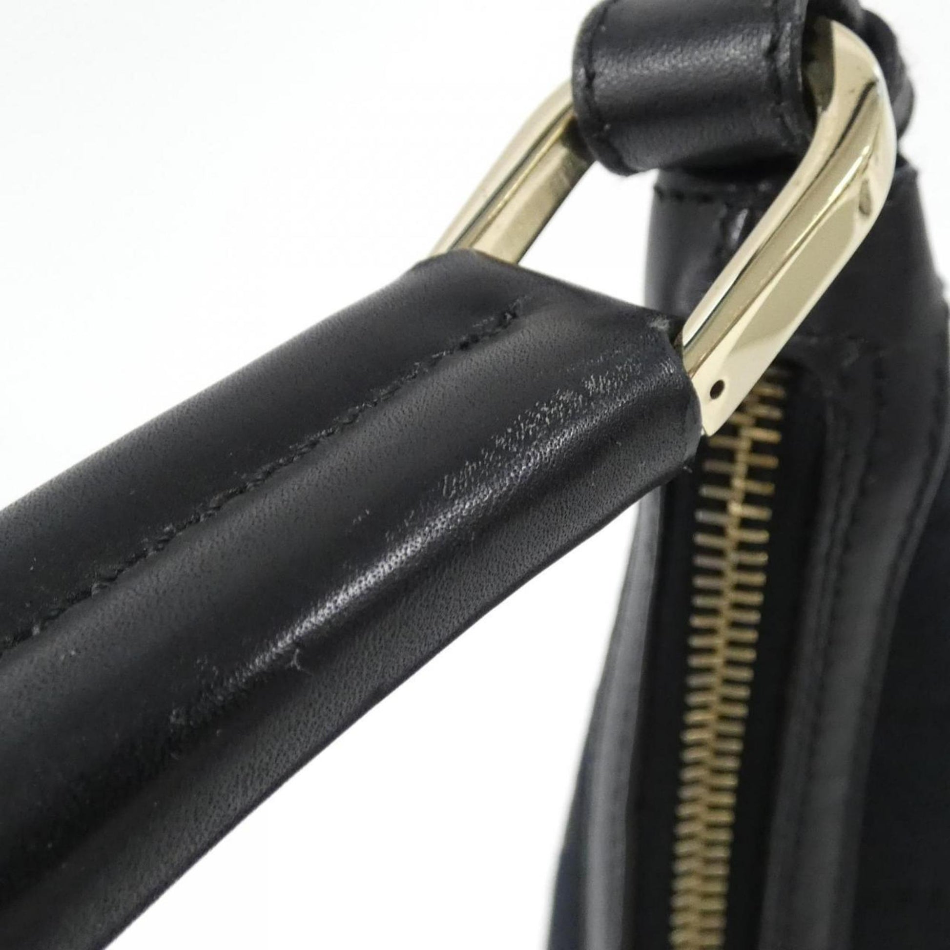Gucci Black Gg Canvas Leather Shoulder Bag