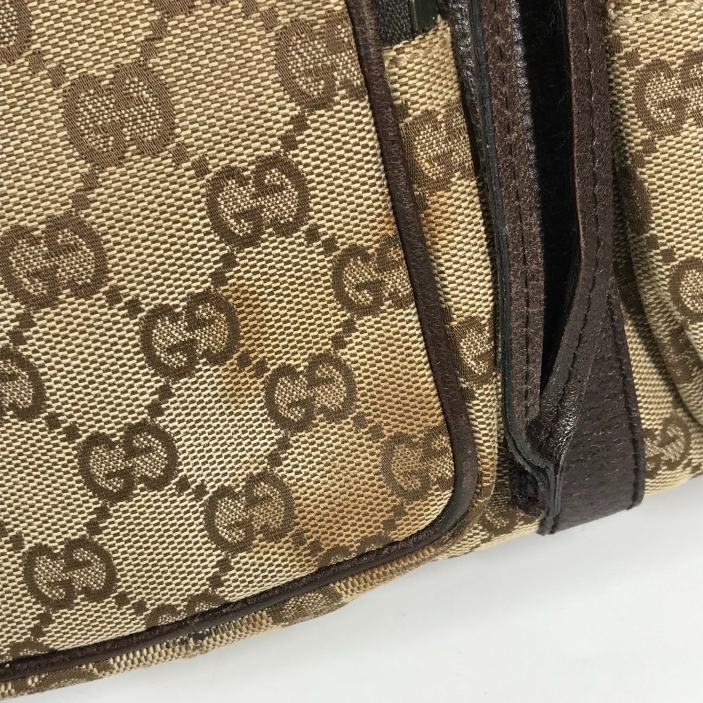Gucci Beige Dark Brown Gg Canvas Backpack
