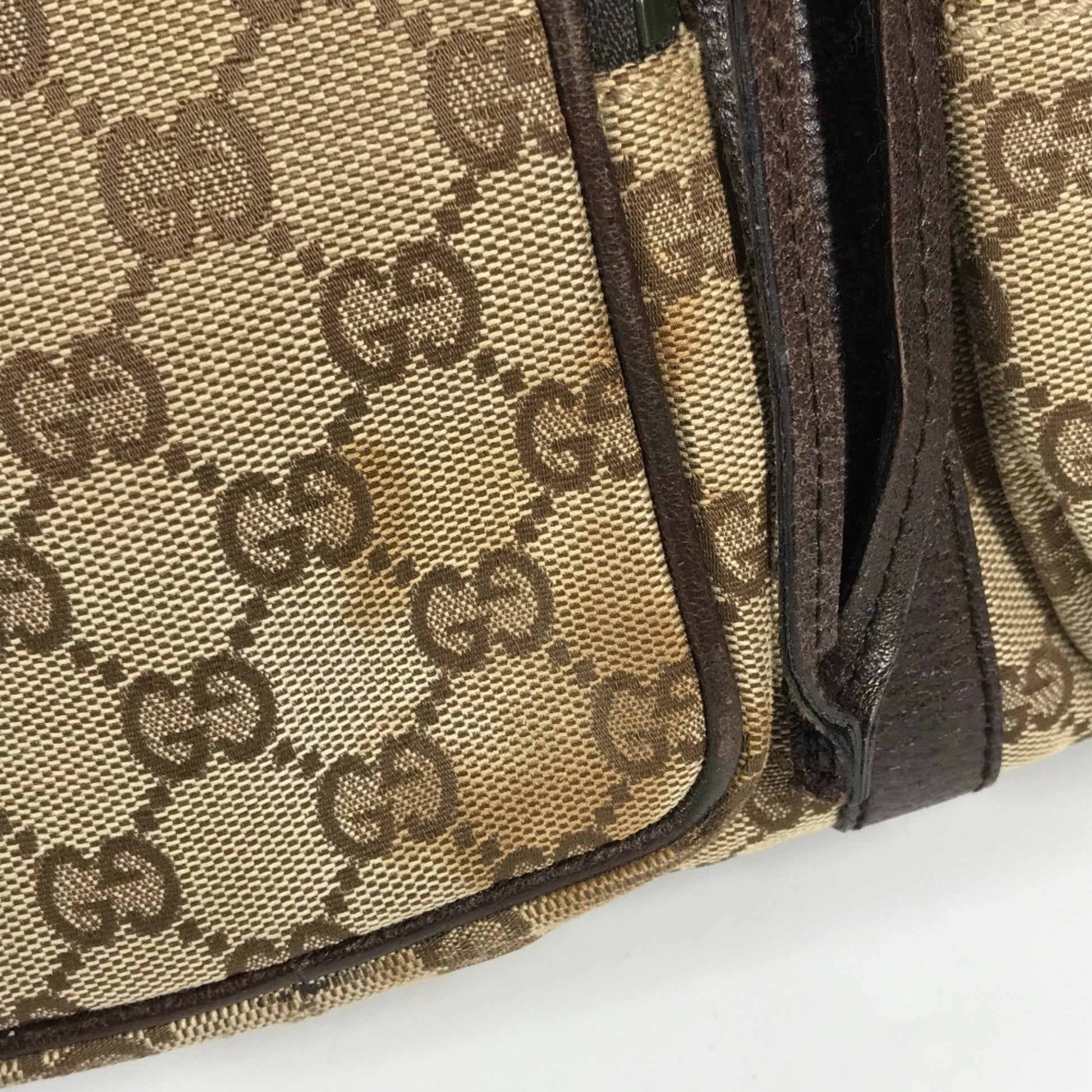Gucci Beige Dark Brown Gg Canvas Backpack