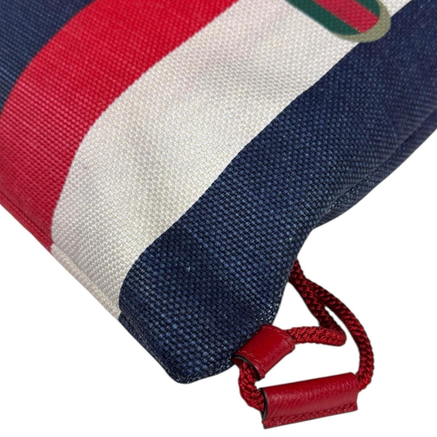 Gucci Blue Red Color White Canvas Leather Backpack