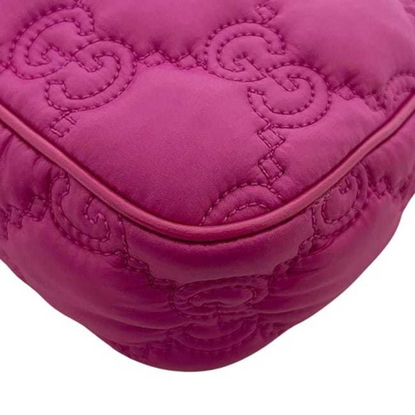 Gucci Pink Nylon Leather Canvas Shoulder Bag