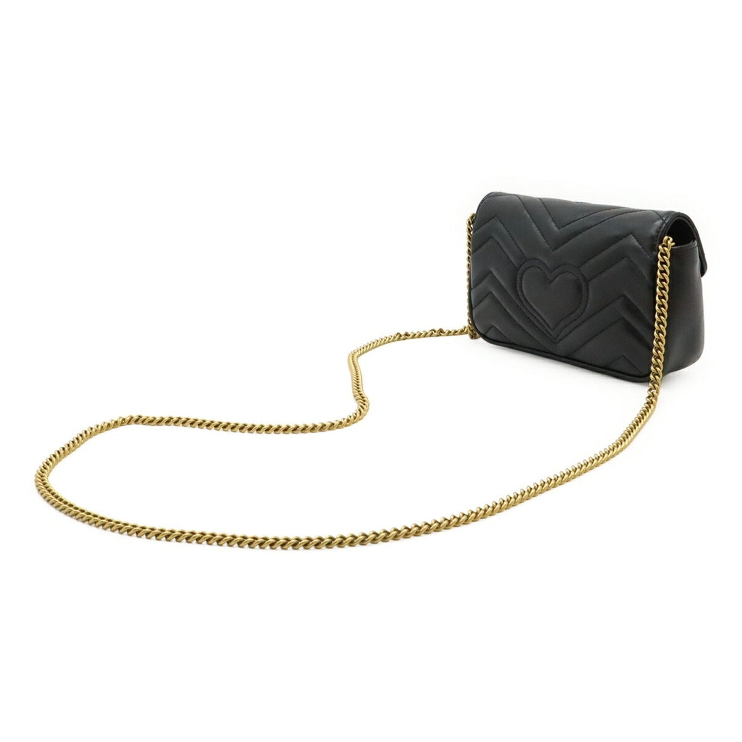 Gucci Gg Marmont Black Leather Pochette Shoulder Bag