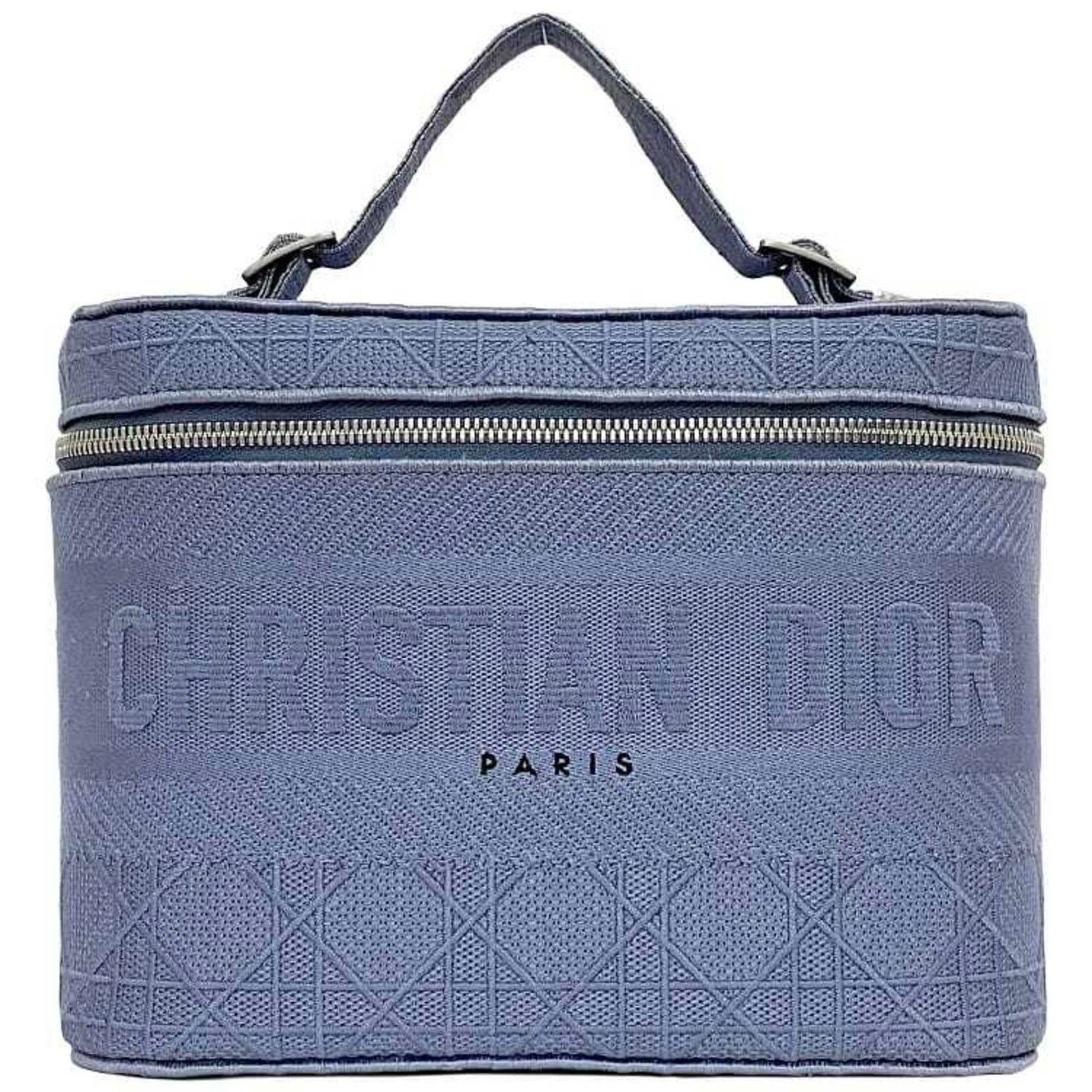 Dior Handbag Christian Light Vanity Bag Canvas Blue