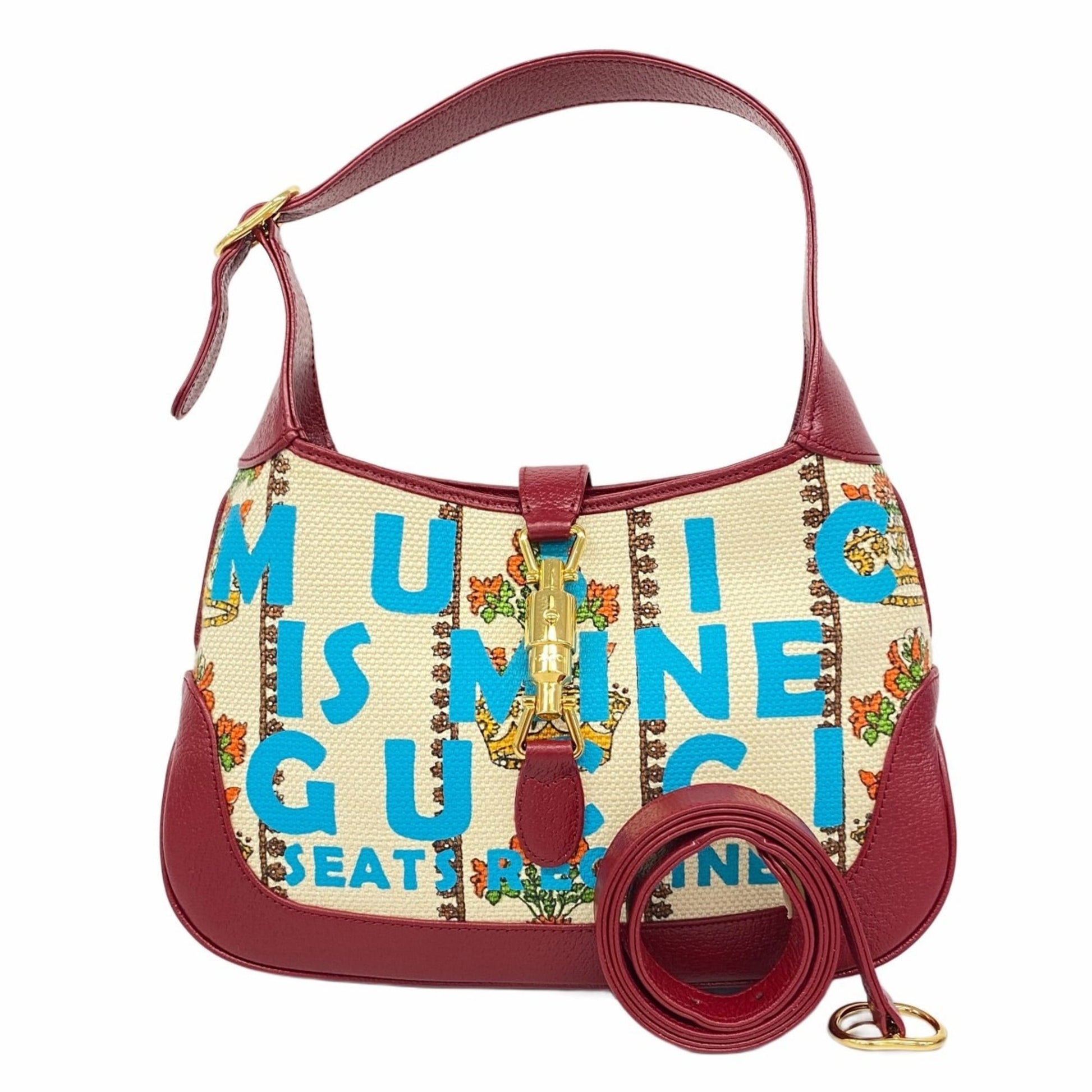 Gucci Beige Multi-Color Canvas Shoulder Bag
