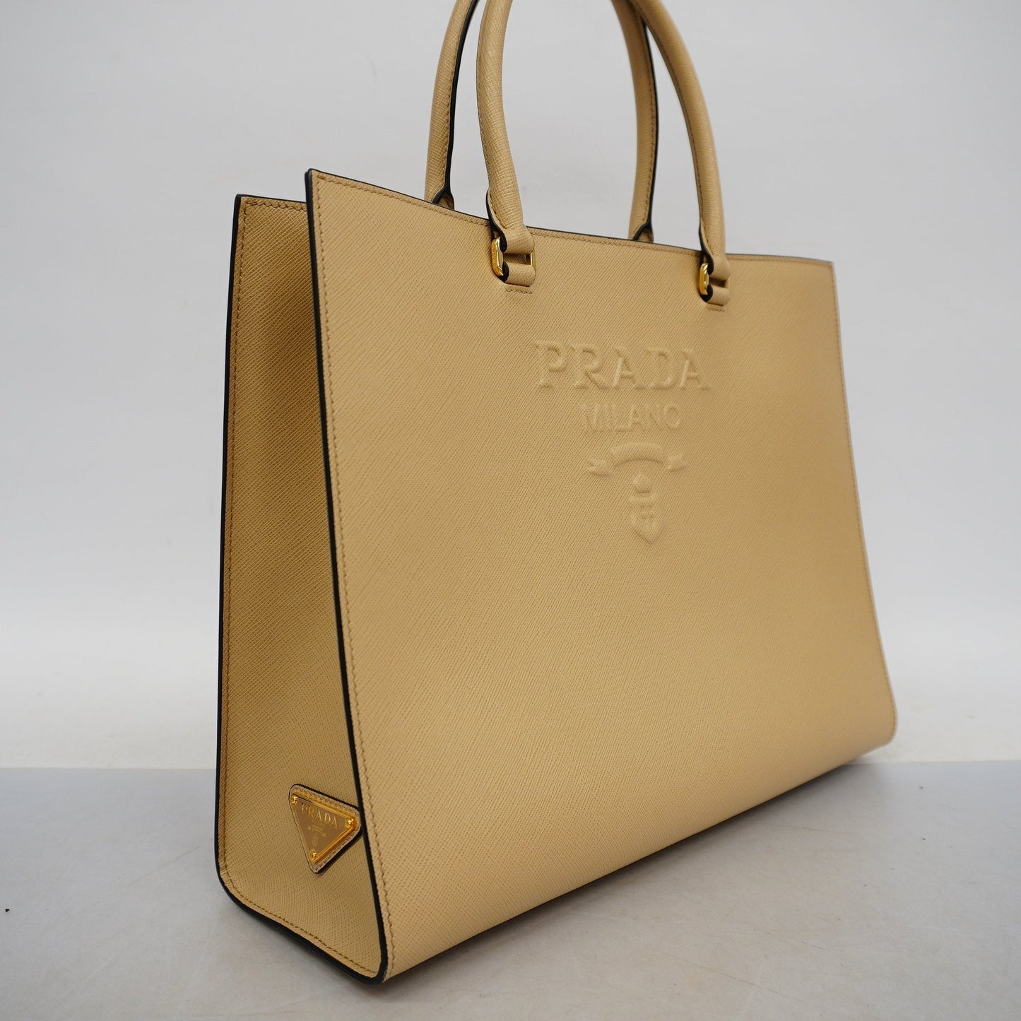 Prada 2Way Bag Leather Metal Saffiano Travel Bag