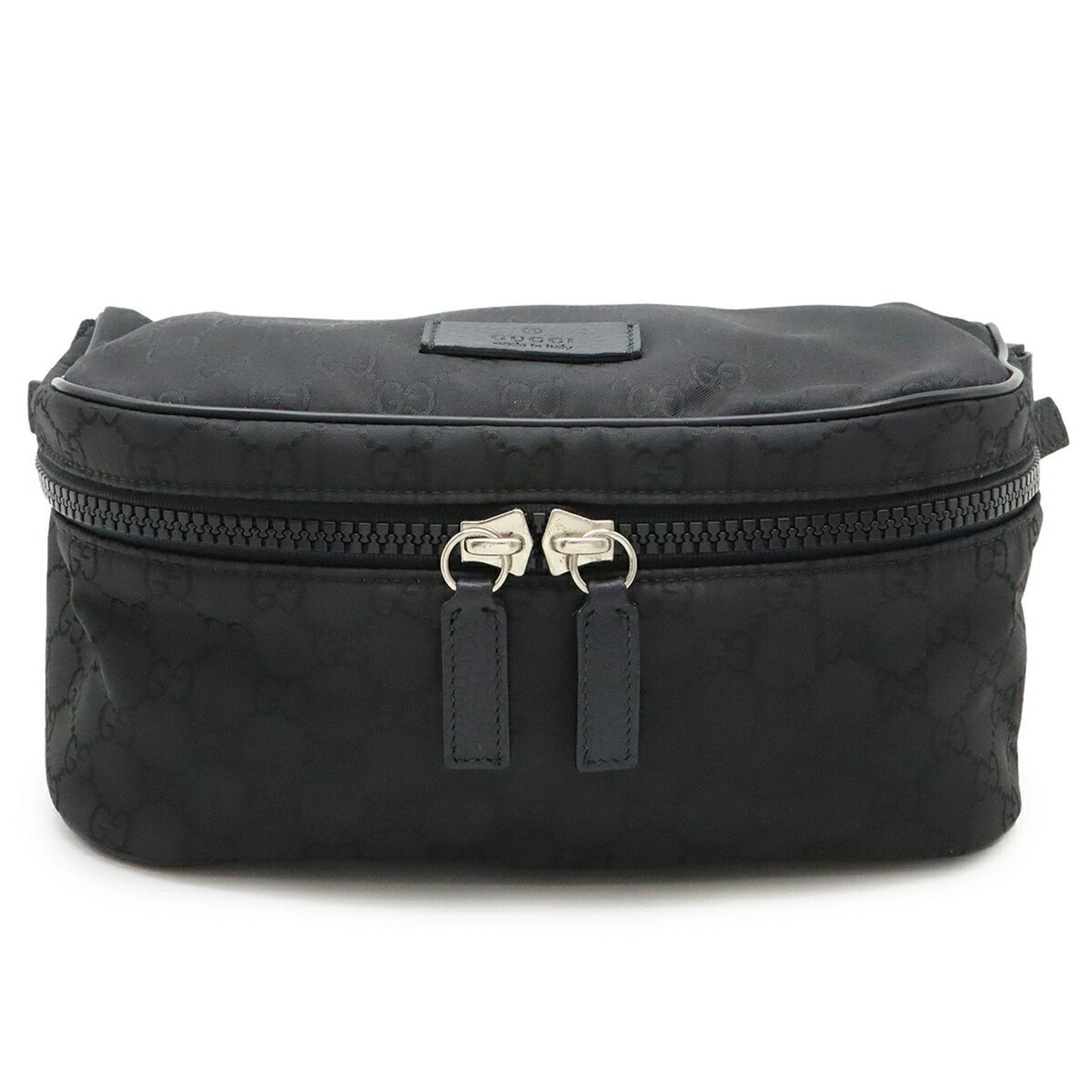 Gucci Black Gray Nylon Leather Pouch Shoulder Bag Sling Bag