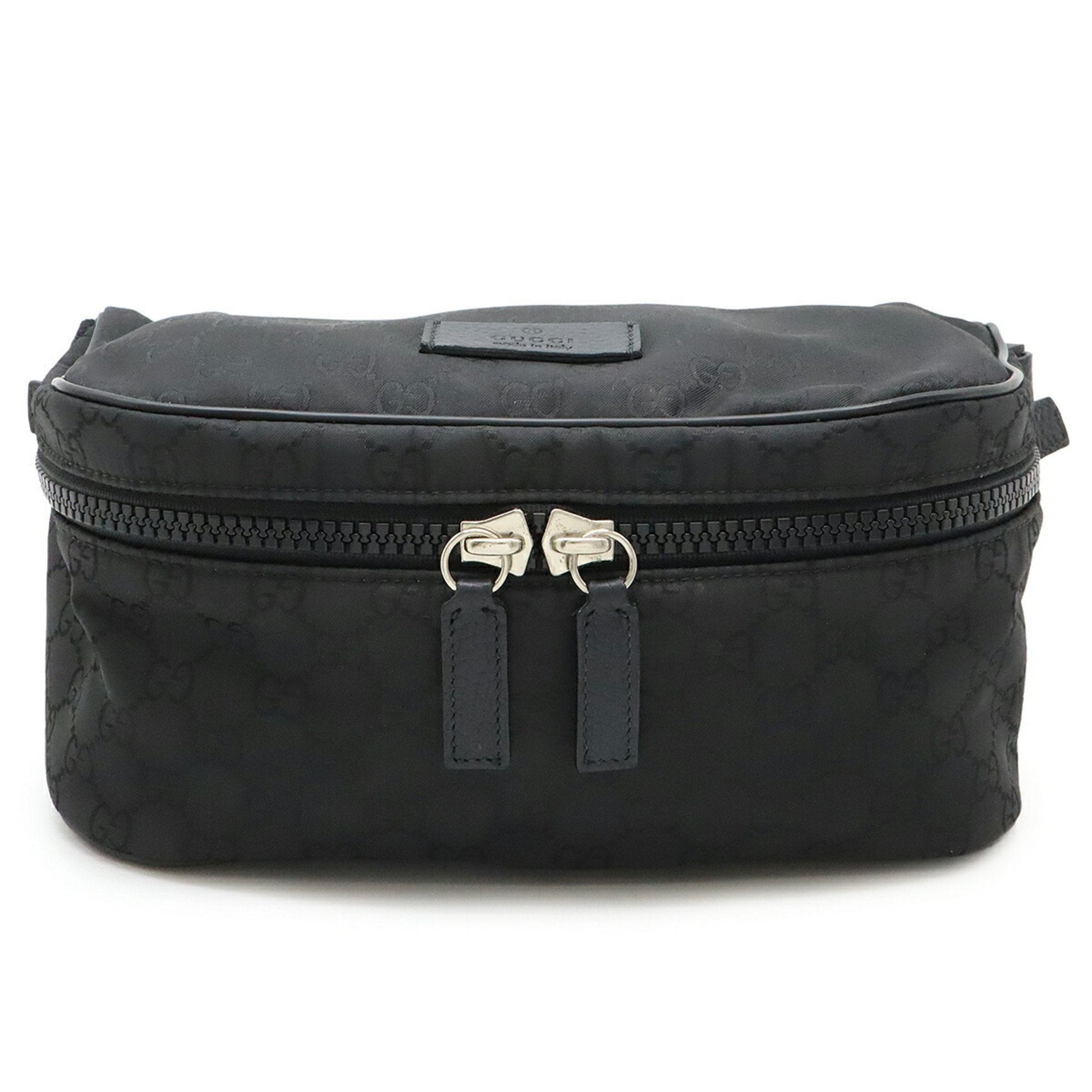 Gucci Black Gray Nylon Leather Pouch Shoulder Bag Sling Bag