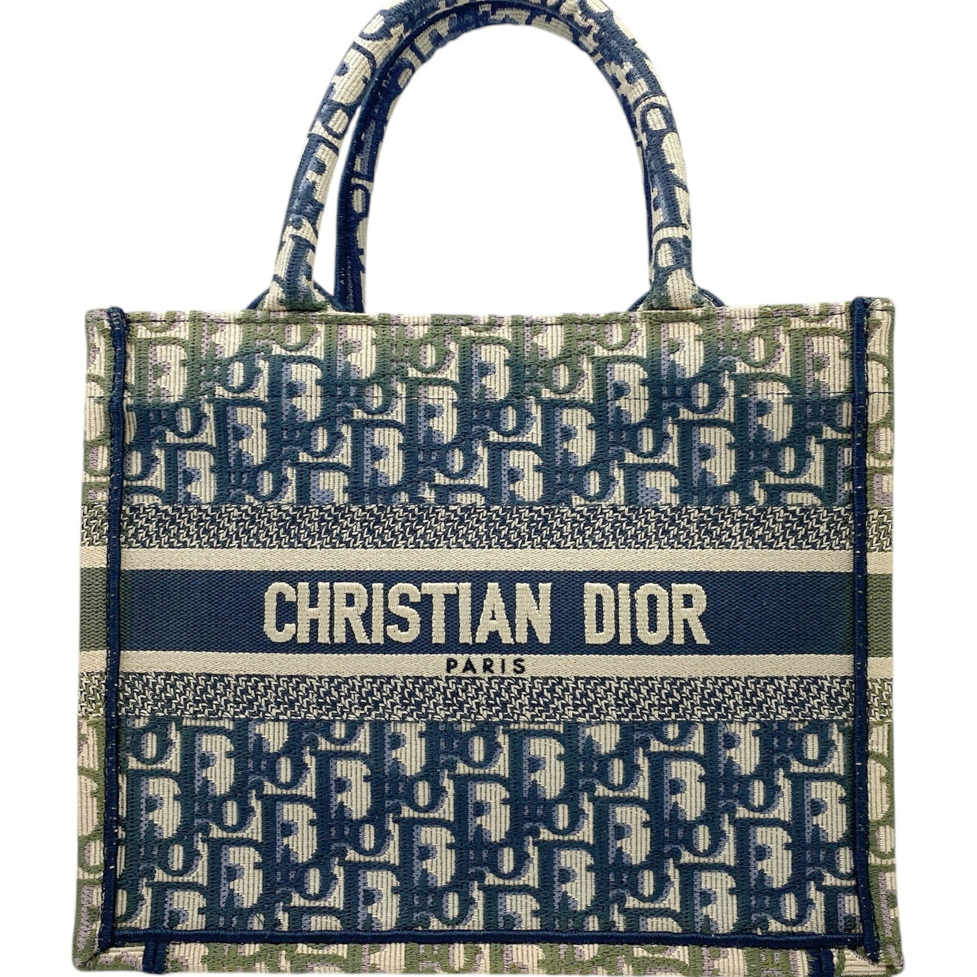 Dior Handbag Christian Khaki Tote Bag Canvas Pink Navy