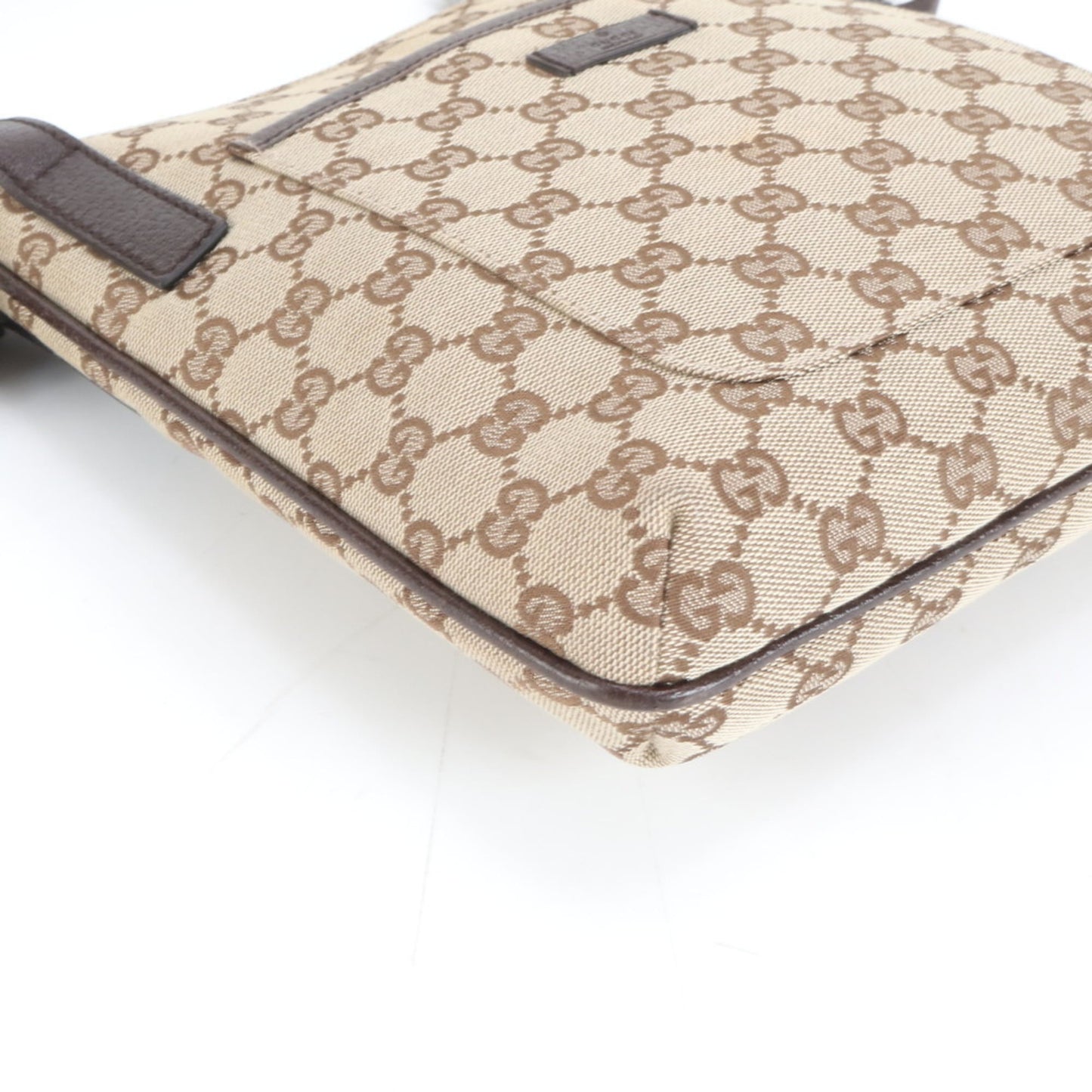 Gucci Brown Leather Canvas Shoulder Bag