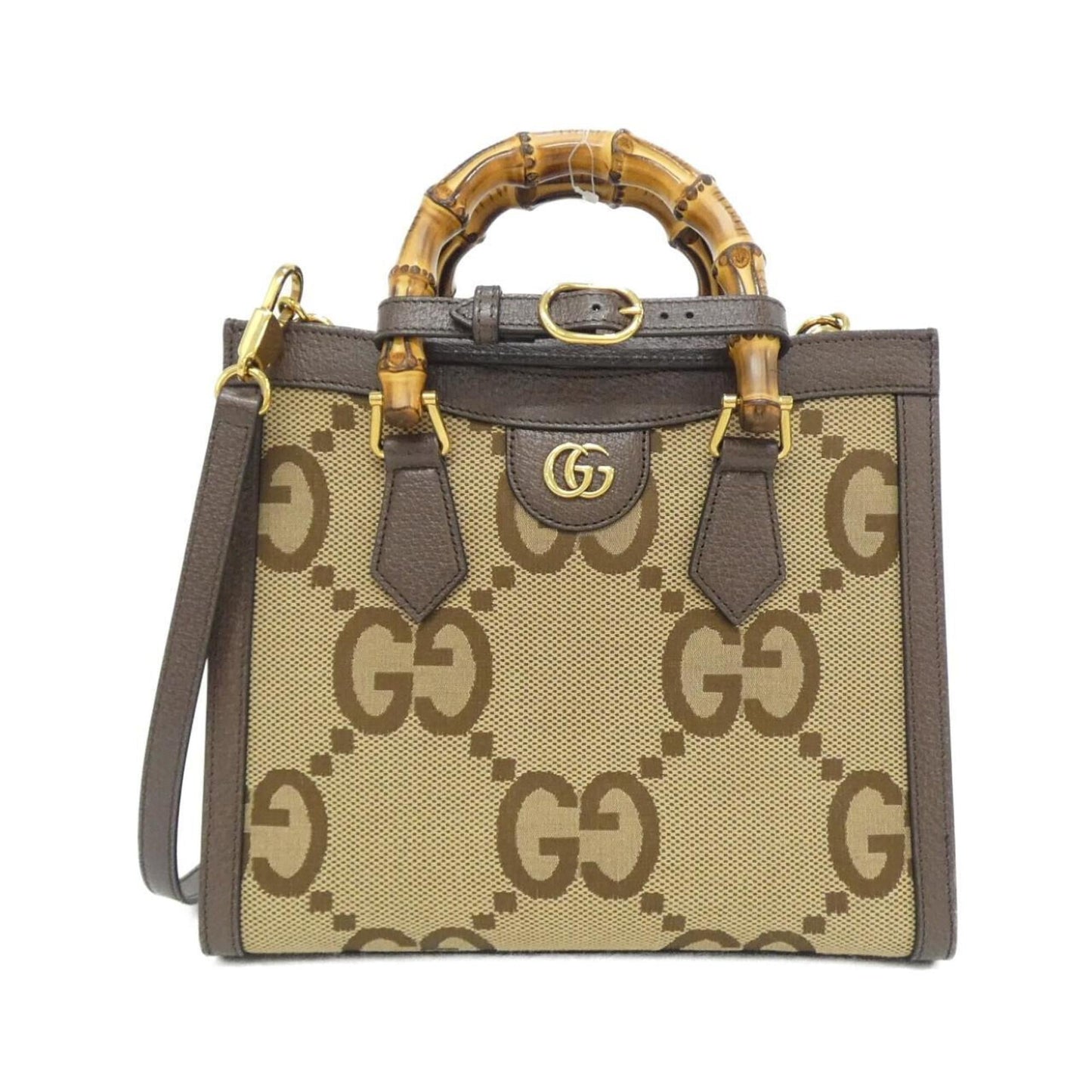 Gucci Gg Canvas Brown Camel Gg Canvas Leather Handbag