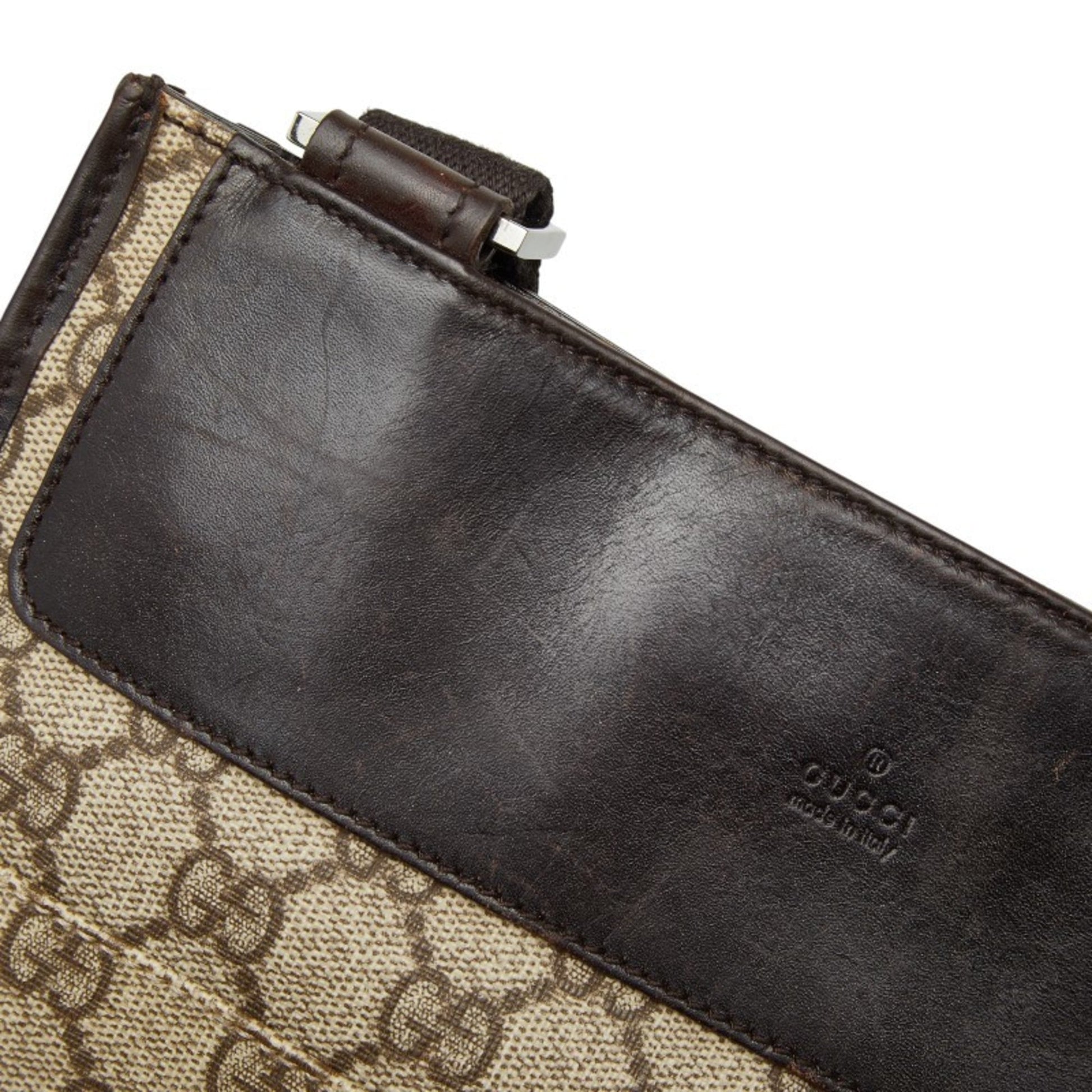 Gucci Beige Brown Pvc Leather Shoulder Bag