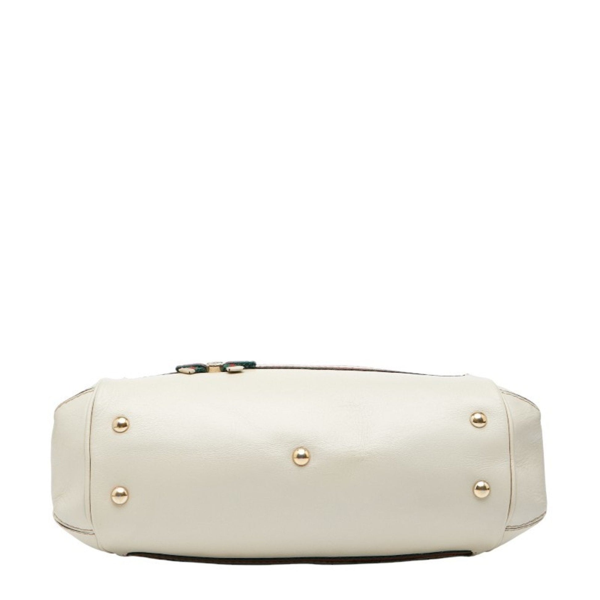 Gucci Beige Ivory Canvas Leather Shoulder Bag Tote Bag