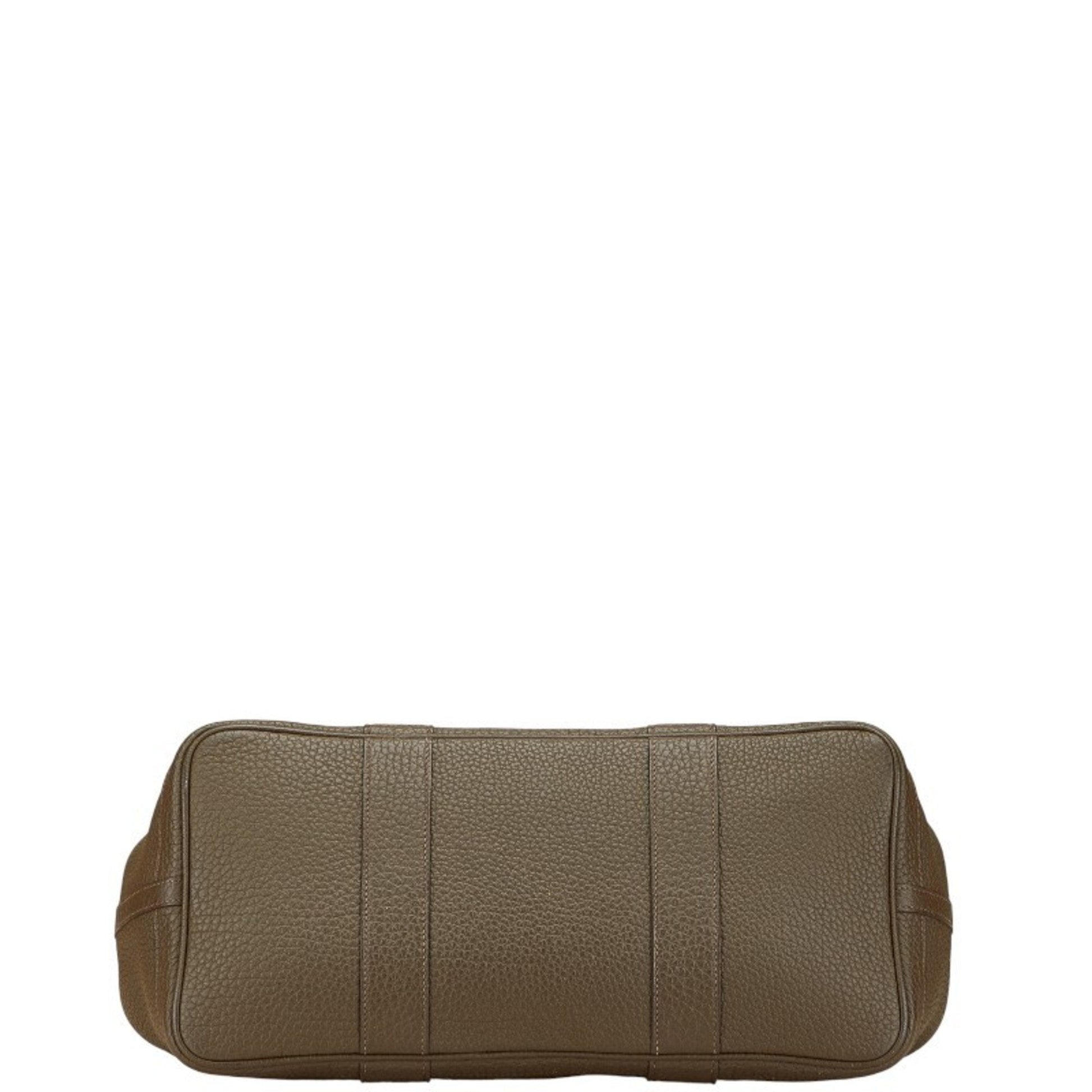 Hermes Garden Khaki Negonda Handbag Tote Bag Leather