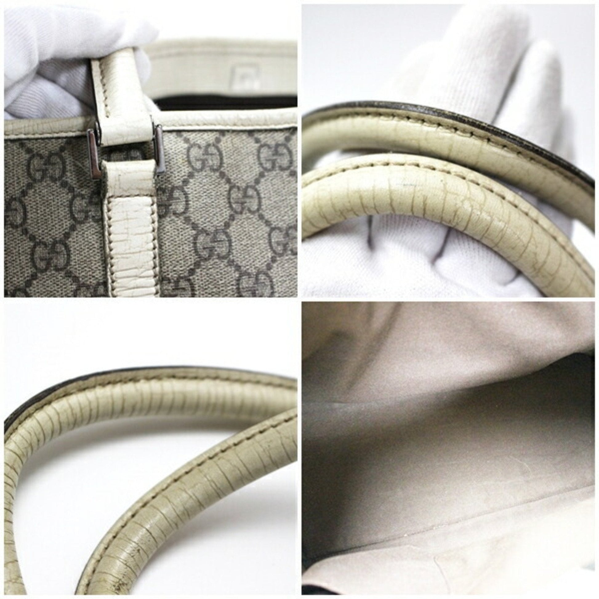Gucci Beige Brown Dark Brown Leather Tote Bag