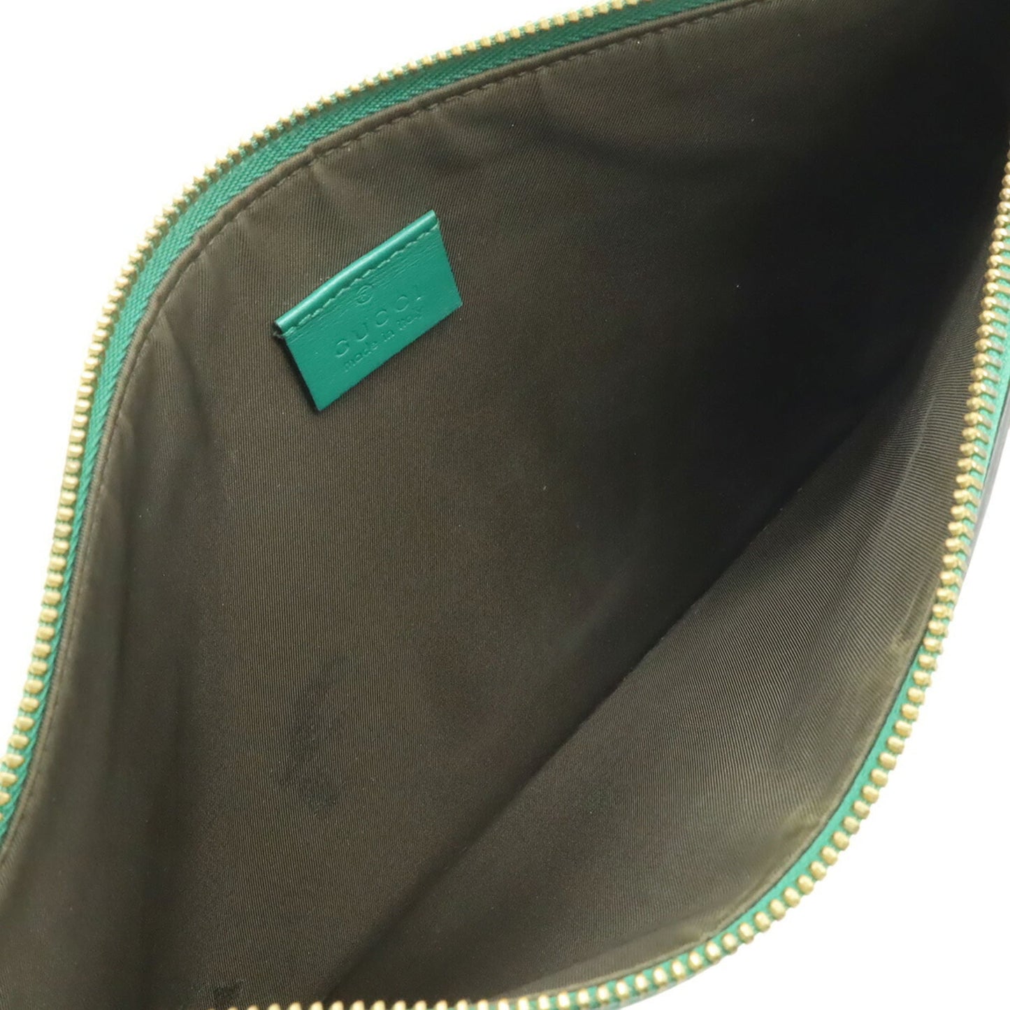 Gucci Green Leather Clutch Bag