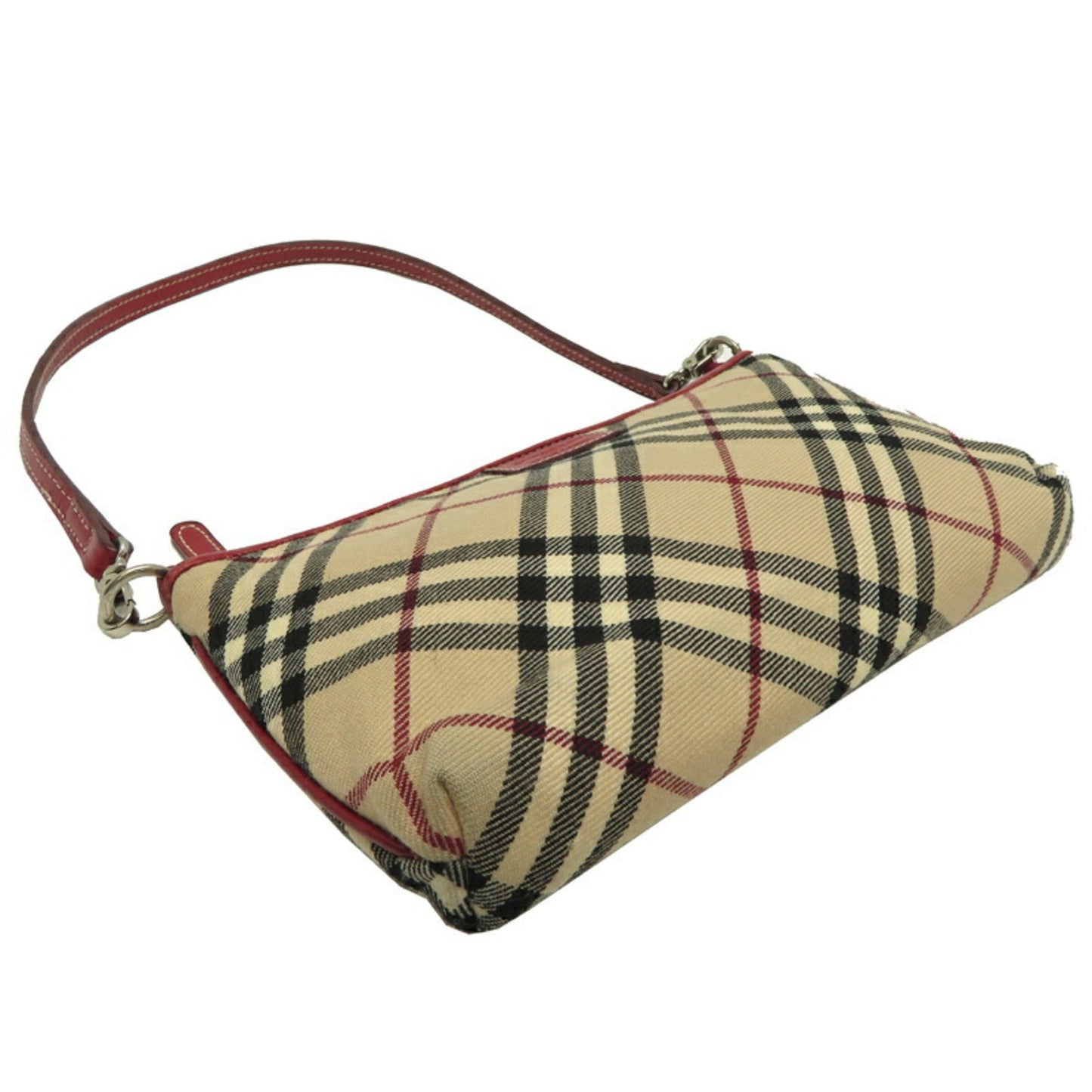 Burberry Label Color Felt Shoulder Bag Leather Beige Blue