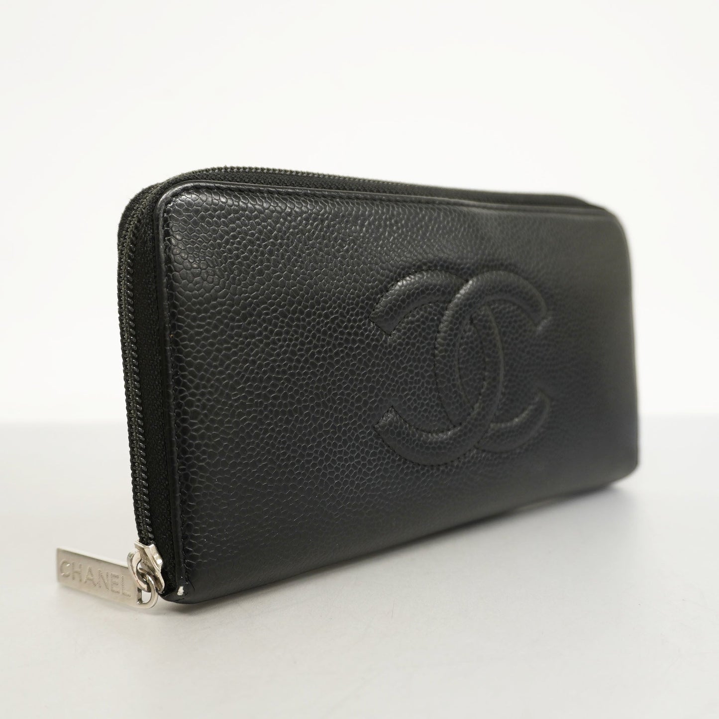 ChanelAuth  Long Wallet [bi-fold] Gold Hardware Women's Caviar Leather Long Wall