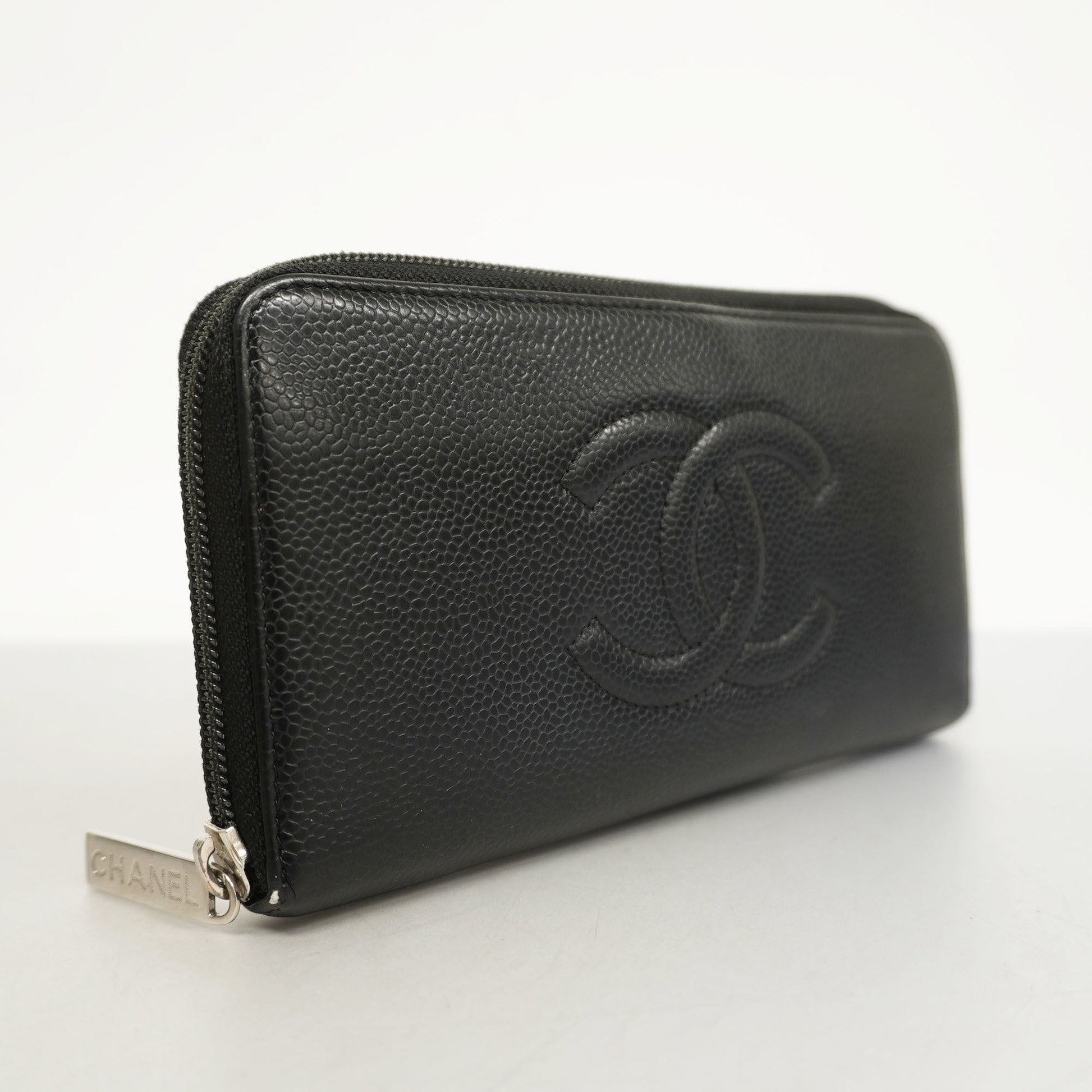 ChanelAuth  Long Wallet [bi-fold] Gold Hardware Women's Caviar Leather Long Wall
