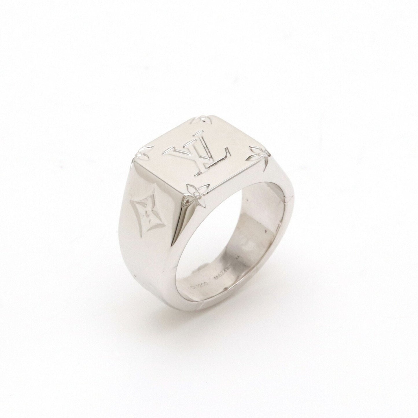 LOUIS VUITTON Signet ring monogram M size #19 No. 19 Silver color M62487