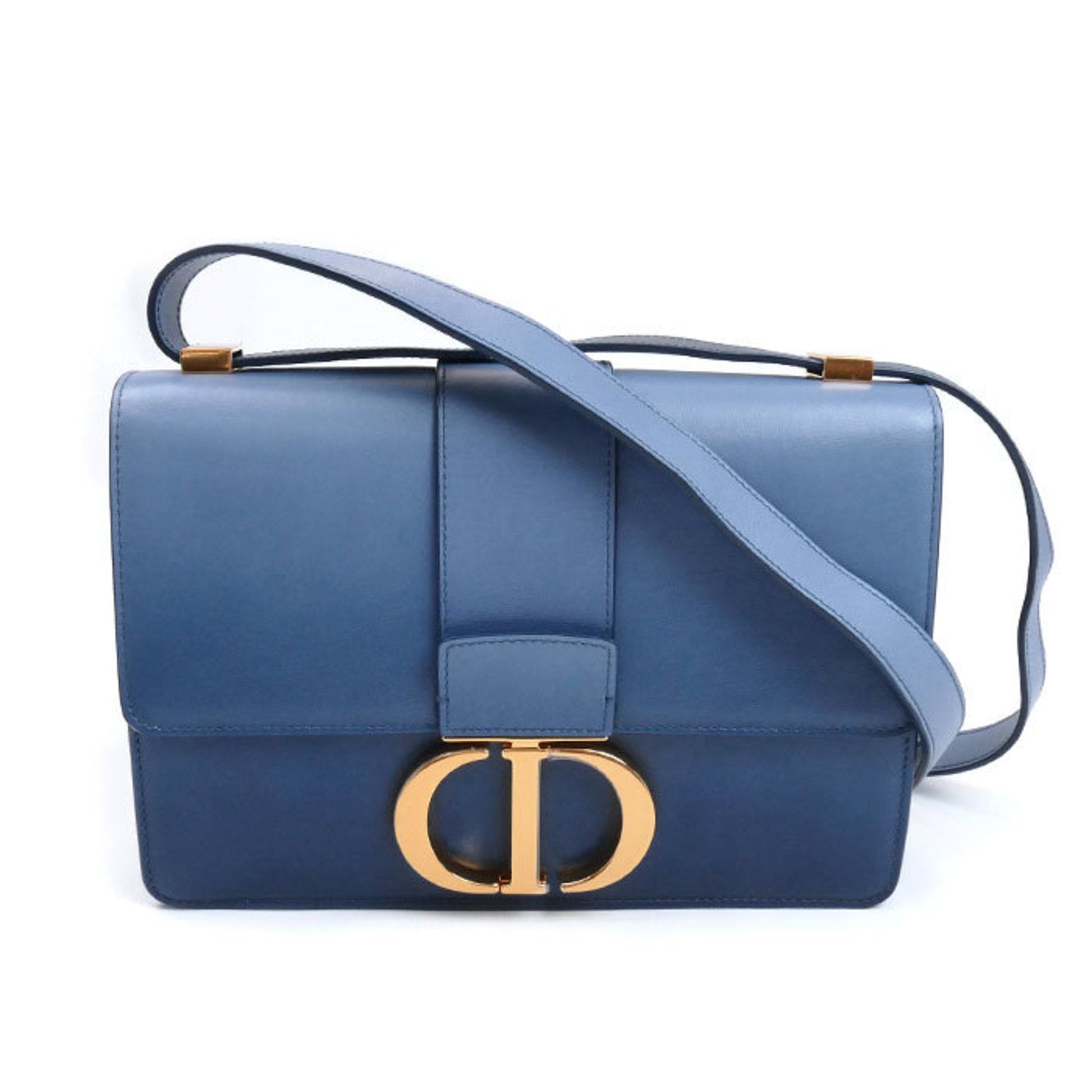 Dior Handbag Christian Shoulder Bag Leather Blue