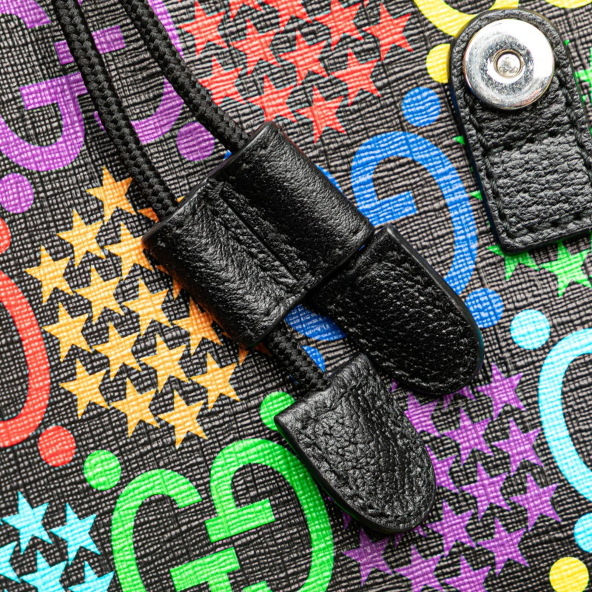 Gucci Black Multi-Color Pvc Leather Backpack