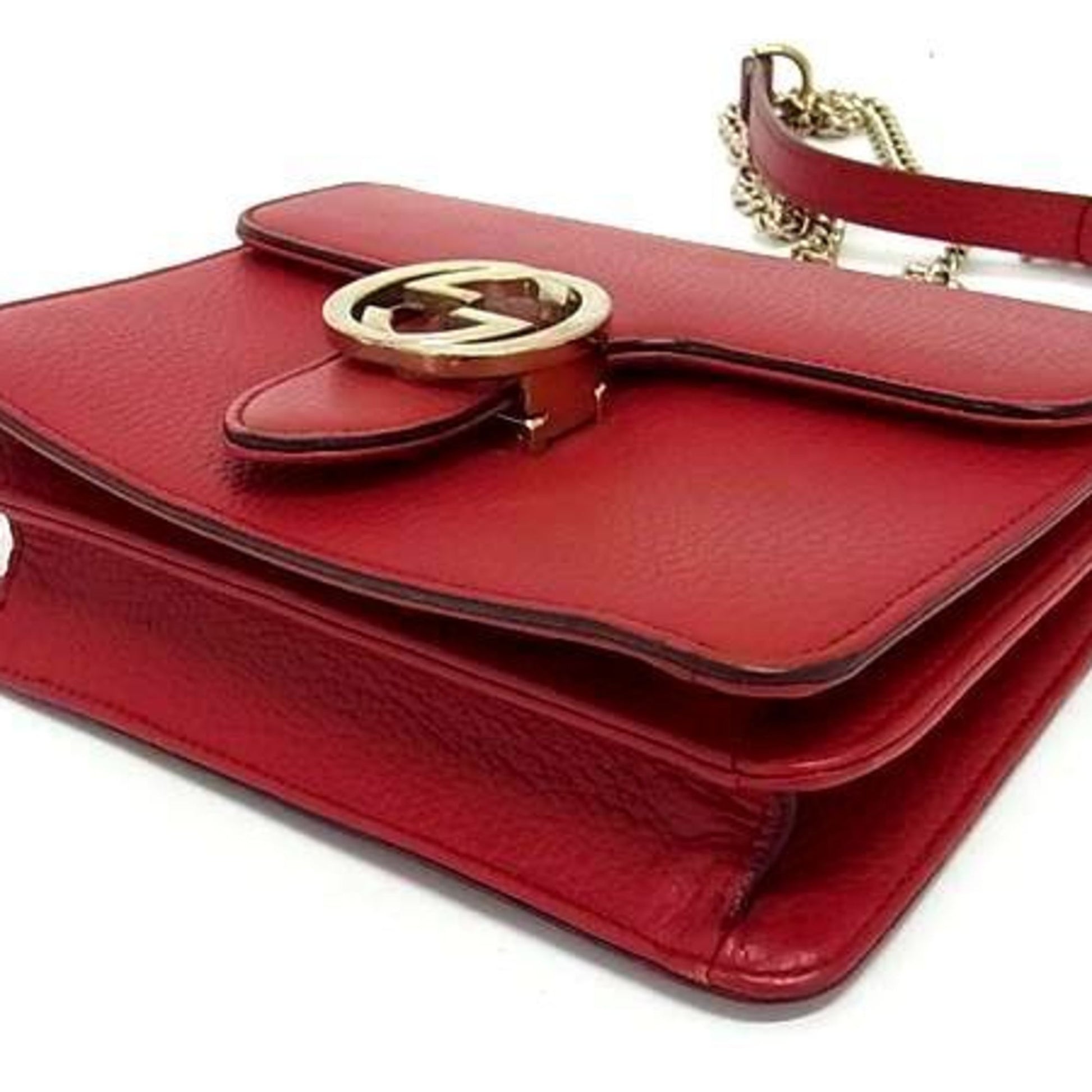 Gucci Red Color Leather Shoulder Bag