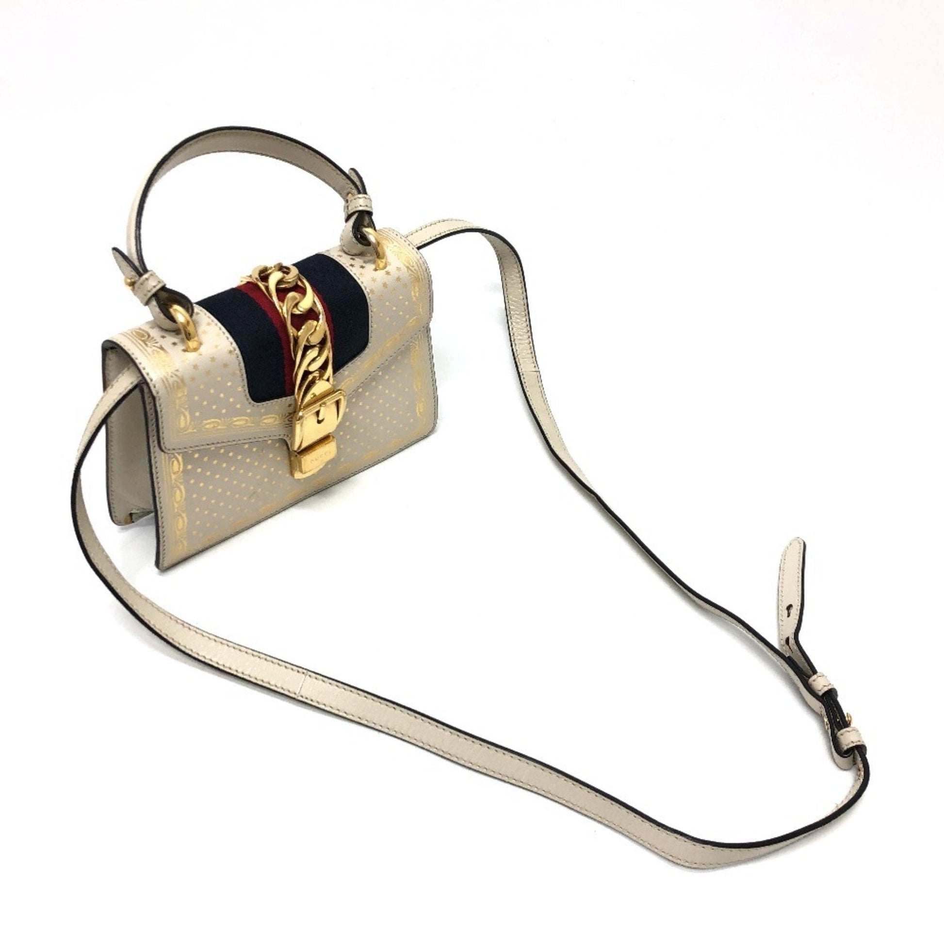 Gucci Blue White Leather Handbag Shoulder Bag